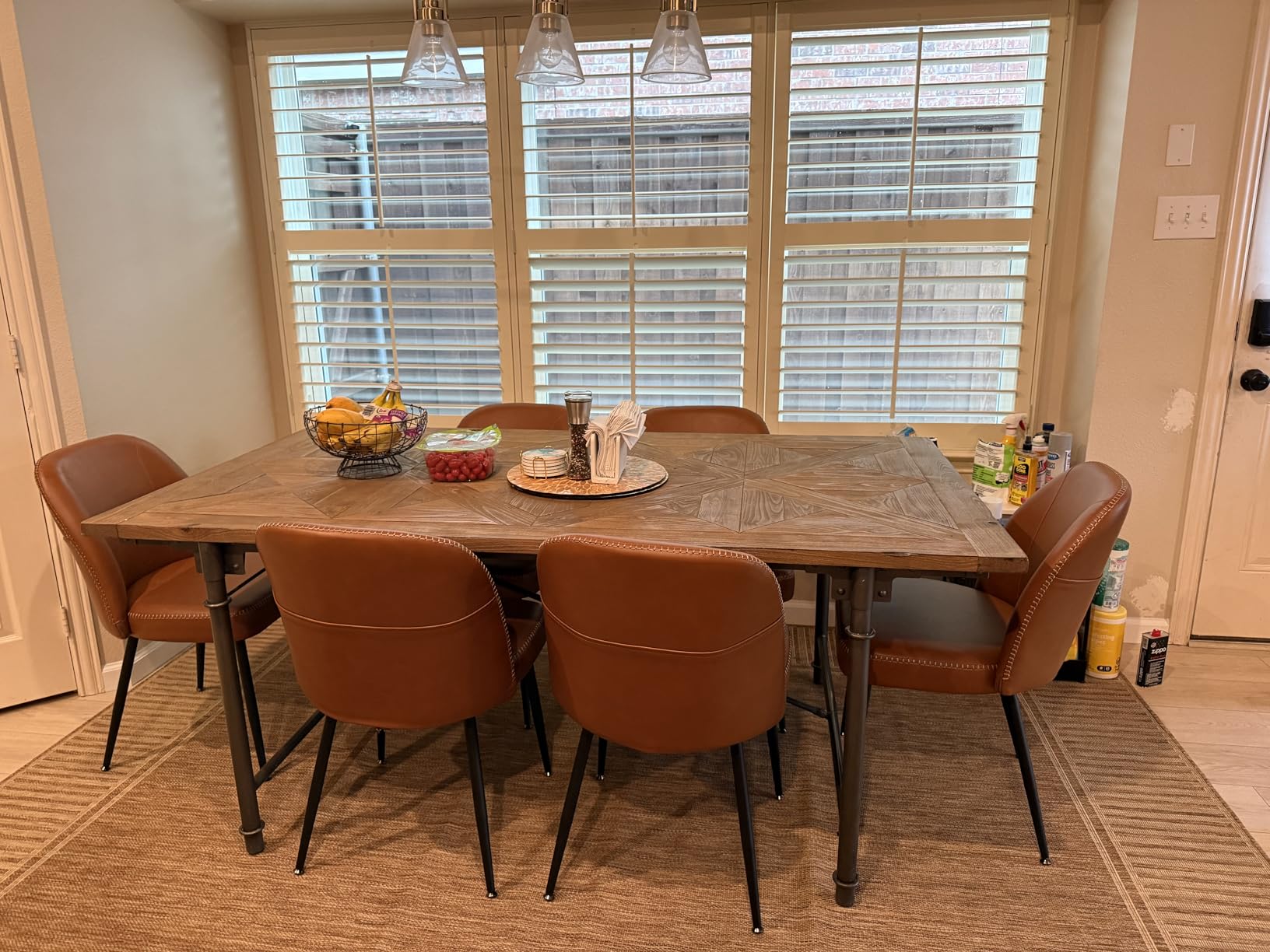 VASAGLE EKHO Collection - Dining Chairs Set of 2, Upholstered Kitchen Chairs, Comfortable Seat, Synthetic Leather with Stitching, Mid-Century Modern, Easy Assembly, Caramel Brown customer photo 1