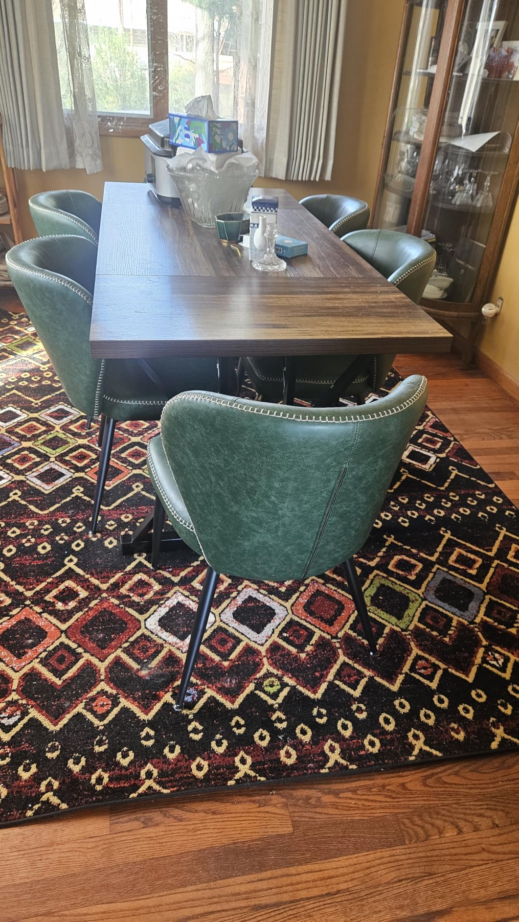 VASAGLE EKHO Collection - Dining Chairs Set of 2, Upholstered Kitchen Chairs, Comfortable Seat, Synthetic Leather with Stitching, Mid-Century Modern, Easy Assembly, Caramel Brown customer photo 2