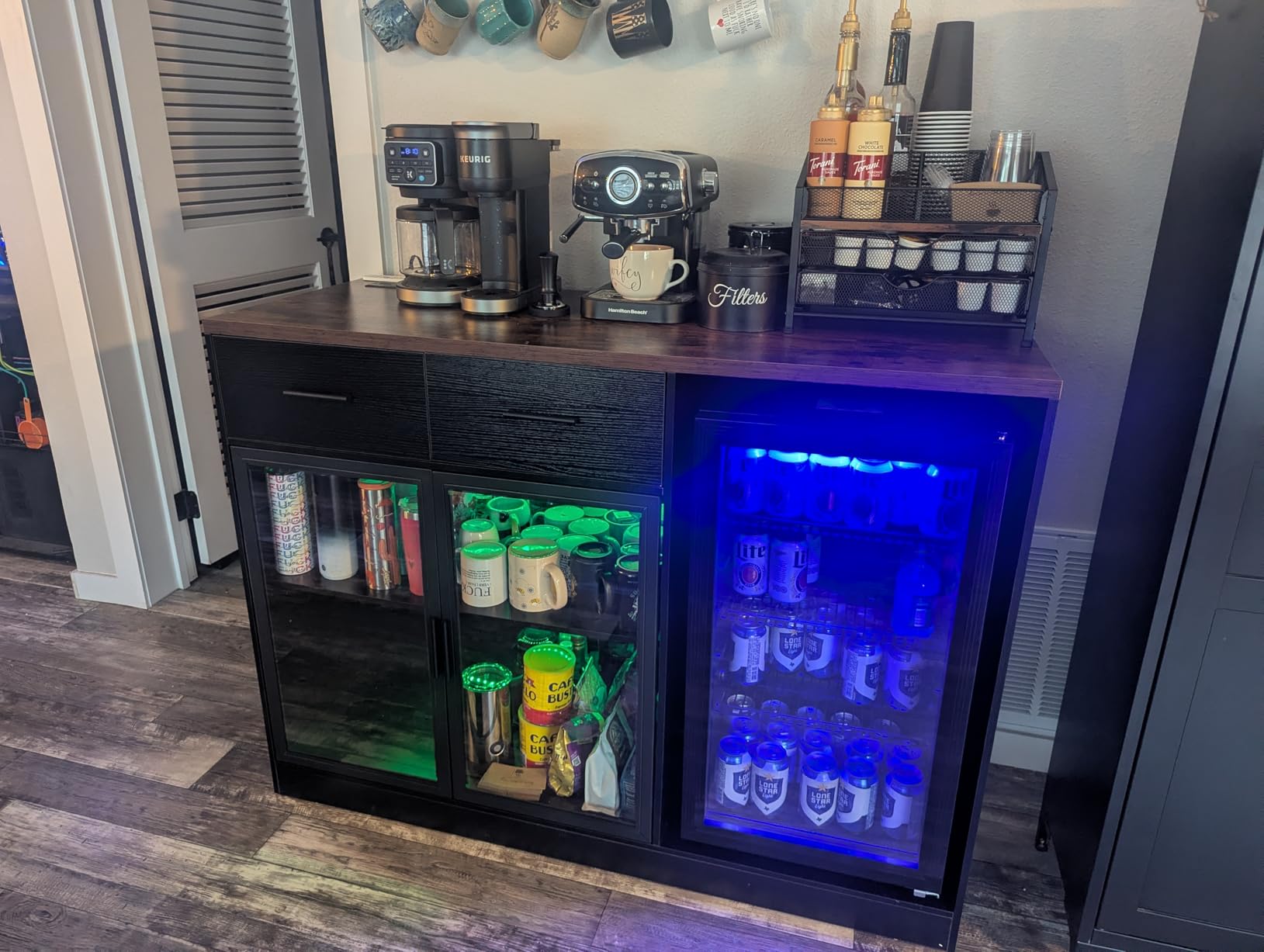 Manastin Beverage Refrigerator Cooler-130 Cans Freestanding Mini Fridge Cooler with Glass Door, Adjustable Shelves & Digital Temperature Display for Soda, Wine or Beer (Black, 3.2 Cu.Ft) customer photo 1