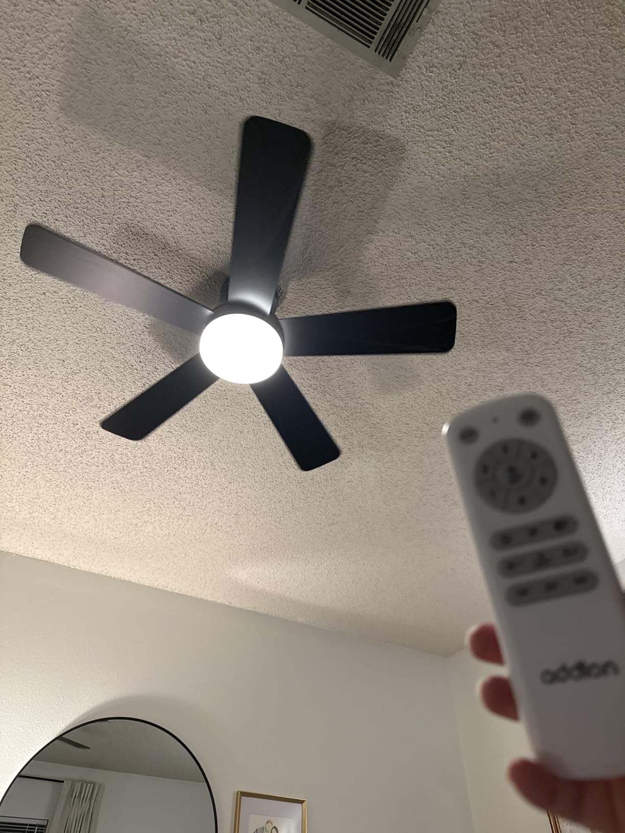 addlon Ceiling Fans with Lights, 42 Inch Low Profile Ceiling Fan with Light and Remote Control, Flush Mount, Reversible, 3CCT, Dimmable, Quiet, Black Small Ceiling Fan for Bedroom Indoor/Outdoor Use customer photo 2