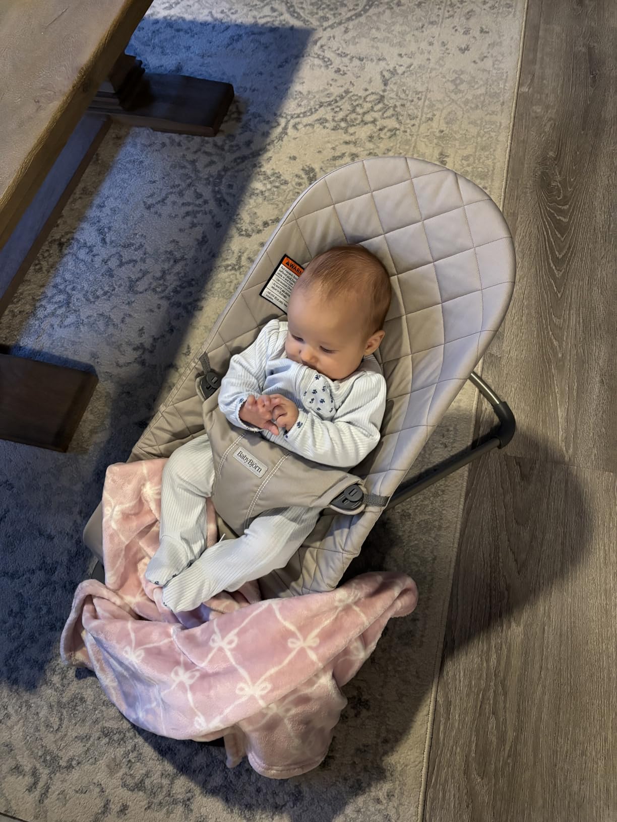 BabyBjorn Bouncer Bliss, Sand Gray, Woven, Classic Quilt | 2-in-1 Adjustable Baby Bouncer Seat and Toddler Chair customer photo 2