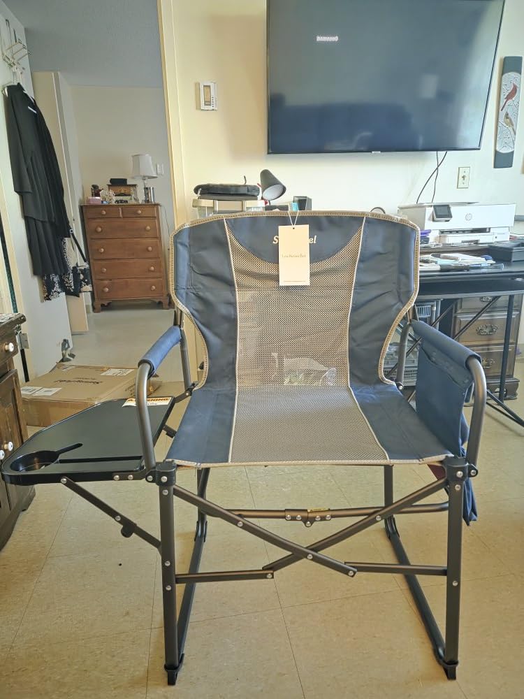 SUNNYFEEL Oversized Camping Directors Chair 500 LBS Heavy Duty, Portable Folding Chair with Side Table, Pocket for Beach, Fishing,Trip,Picnic,Lawn,Concert Outdoor Foldable Camp Chairs customer photo 2