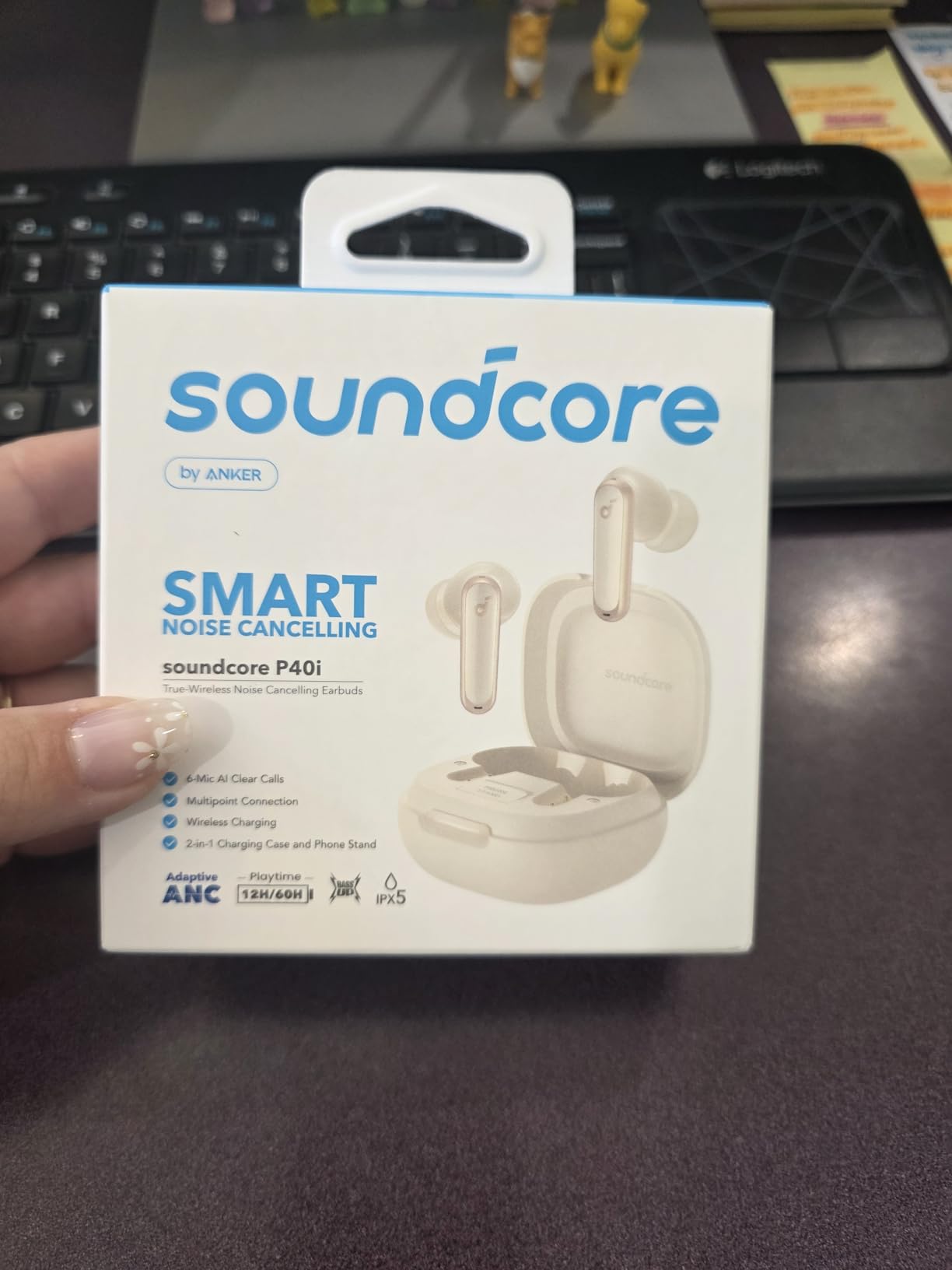 Soundcore P40i by Anker, Noise Cancelling Wireless Earbuds, Adaptive Noise Cancelling to Environments, Heavy Bass, 60H Playtime, 2-in-1 Case and Phone Stand, IPX5, Wireless Charging, Bluetooth 5.3 customer photo 2
