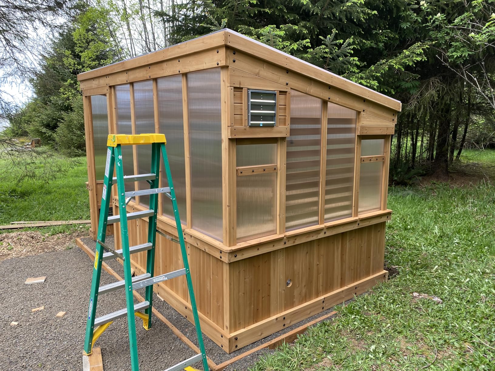 Backyard Discovery Willow 9' x 6' Cedar Wood and Polycarbonate Walk-in Greenhouse Kit with Exhaust Fan, Windows, Hose Hook-Ups, PowerPort, Staging Shelves for Year-Round Outdoor Gardening customer photo 2