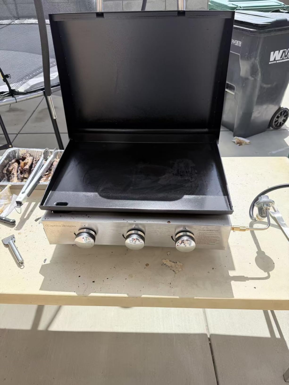 Captiva Designs 27 in Flat Top Griddle Grill with Ceramic Coated Cast Iron Pan, 3-Burner Propane Gas Griddle Grill, 33,000 BTU Output Flattop Grills for Outdoor Barbecue, Cooking and Party customer photo 2