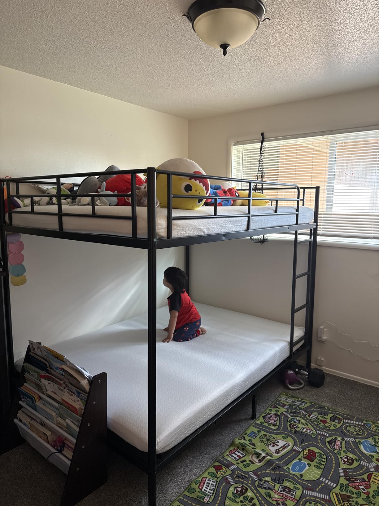 Rolanstar Metal Bunk Bed Full Over Full with USB Charging Station, LED Bunk Bed with 2 Storage Drawers, Bed with Safety Guardrail & Ladders, No Box Spring Needed, Easy Assembly, Black customer photo 1