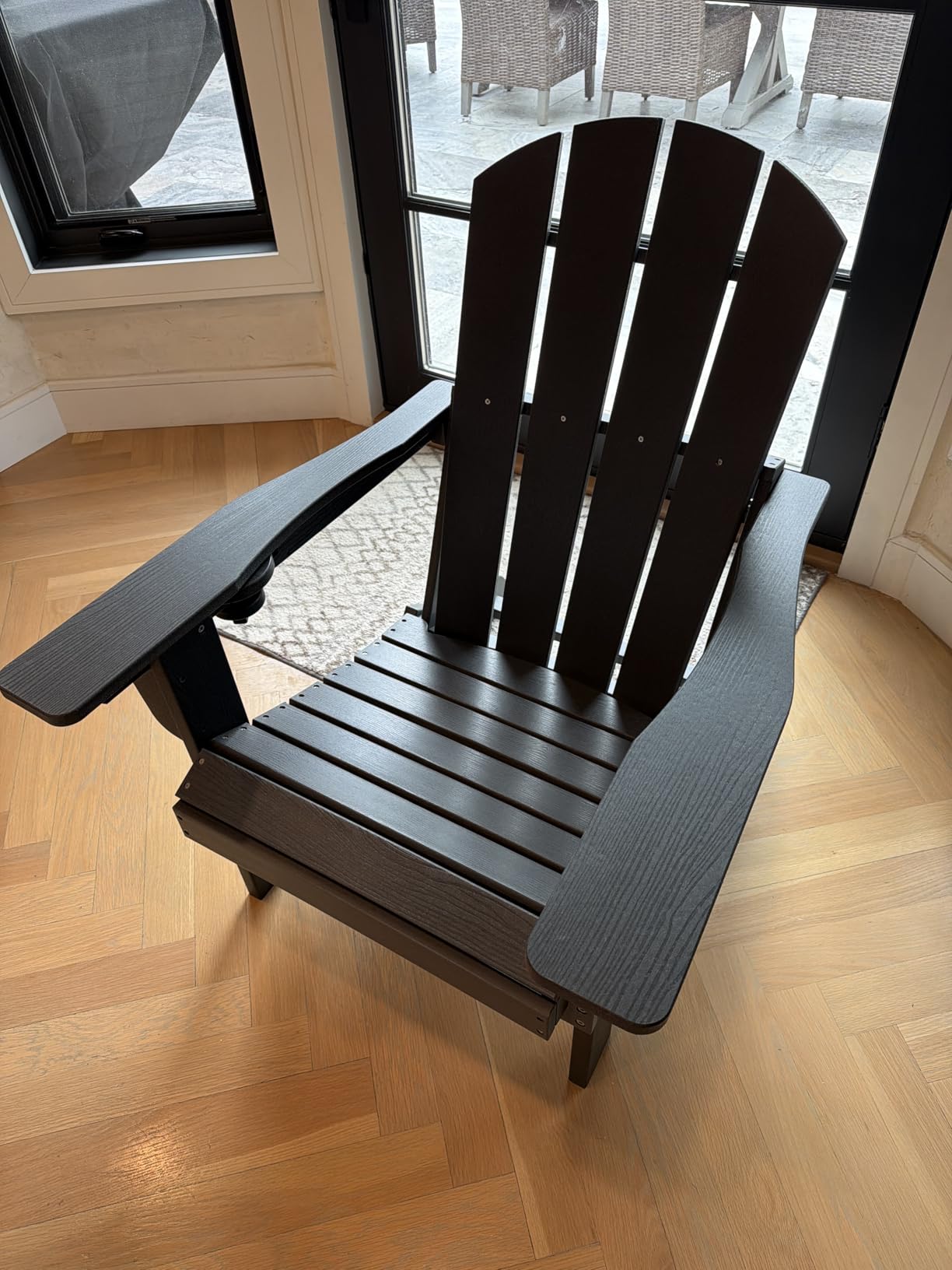 SERWALL Folding Adirondack Chair Set of 2, Adjustable Adirondack Chair with 3 Recline Positions, All Weather HDPE Outdoor Adirondack with Cup Holders, Coffee customer photo 1