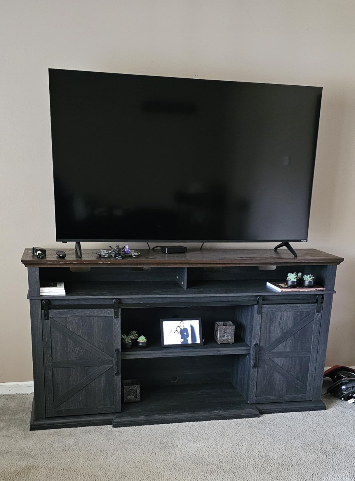 Farmhouse TV Stand for 80 Inch TVs, 37.4
