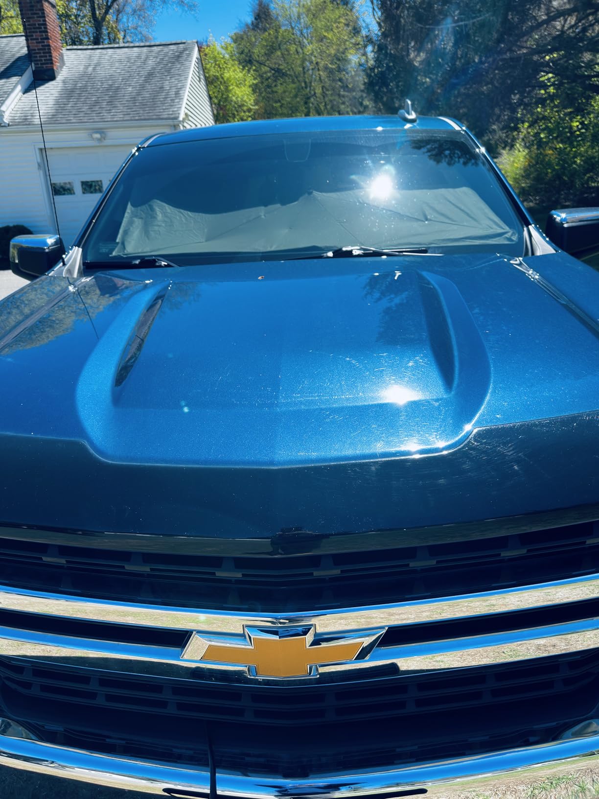 [Upgraded] Nmoiss Windshield Sun Shade Umbrella - [Vinyl Coating Heat Shield] Protect Car from Sun Rays & Heat Damage Keep Cool and Protect Interior, Spring Structure Edge Medium 56