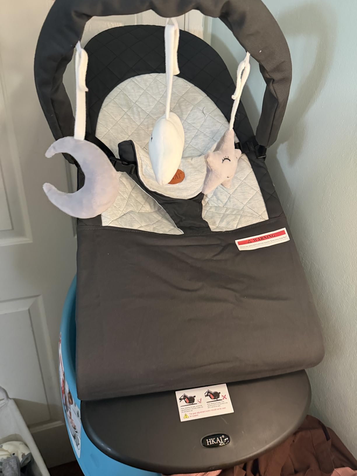 HKAI Baby Bouncer, Portable Baby Bouncer Seat for Babies 0-18 Months, 100% Cotton Fabrics customer photo 1