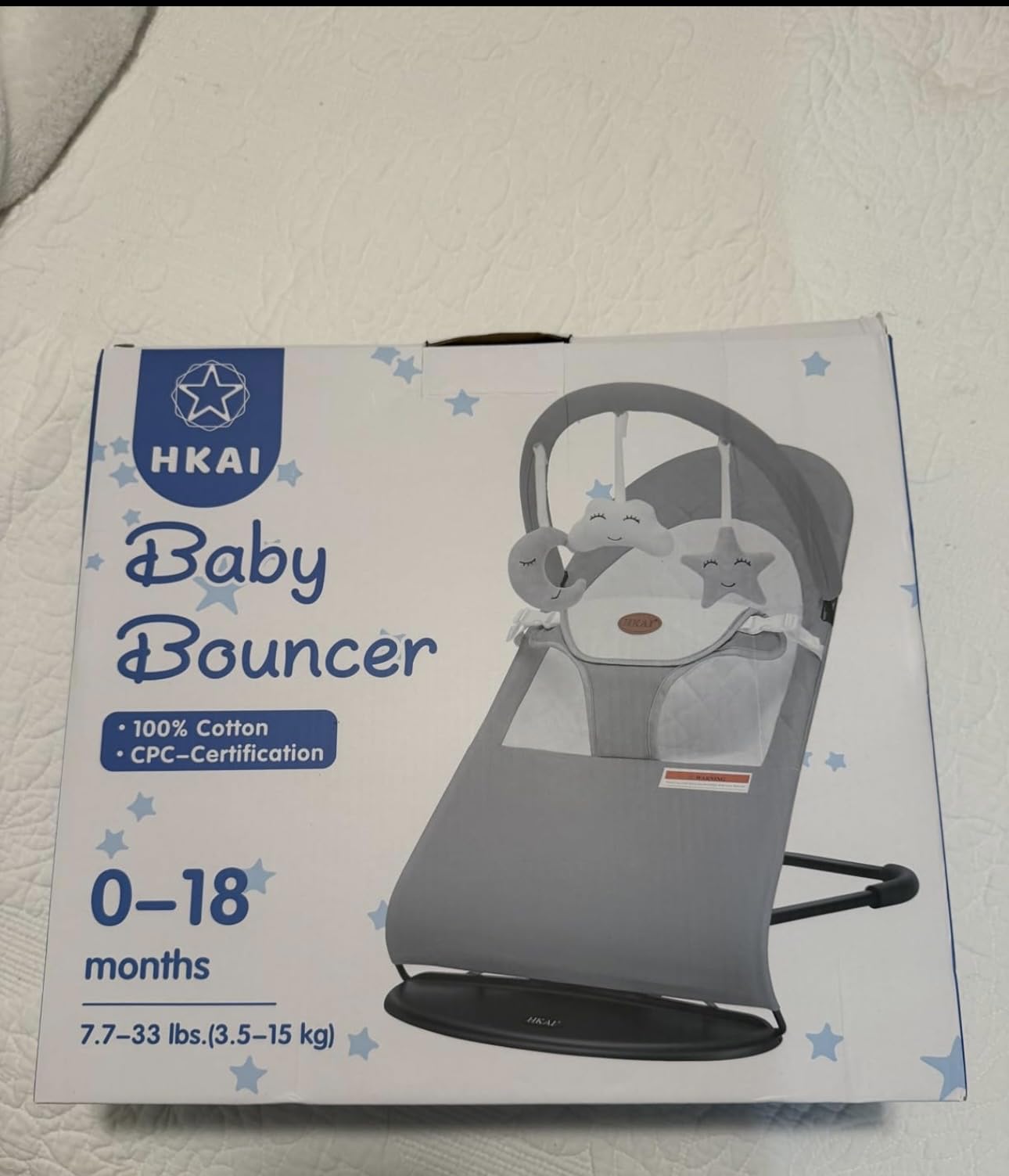 HKAI Baby Bouncer, Portable Baby Bouncer Seat for Babies 0-18 Months, 100% Cotton Fabrics customer photo 2