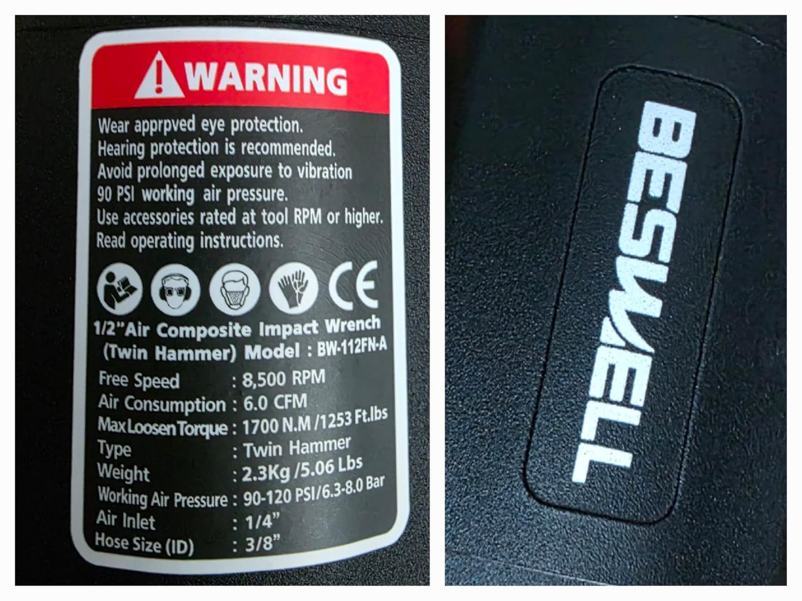 BESWELL 1/2-Inch Air Impact Wrench with Durable Metal Housing, 1254 Ft-Lbs Max Torque Pneumatic Impact Tool, Twin Hammer Mechanism for Car Maintenance and Lug Nut Removal customer photo 1