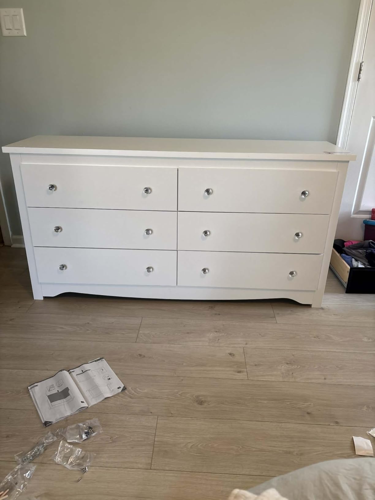 WLIVE Wooden Dresser for Bedroom, 6 Drawers Chest of Drawers, 59