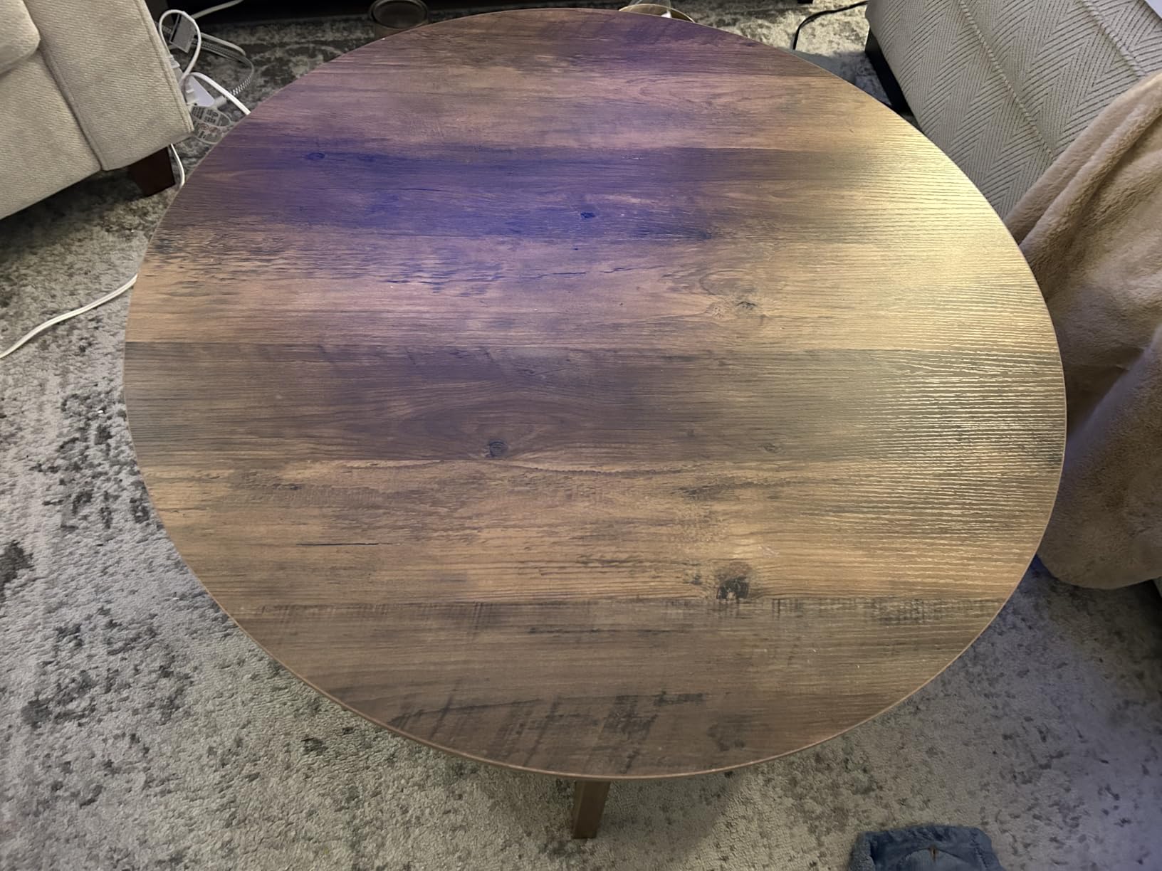 VASAGLE MAEZO Collection - Round Coffee Table, 2-Tier Center Table with Storage, Tapered Legs, Curved Transitions, 31.5 Dia. x 17.7 H Inches, Easy Assembly, for Living Room, Honey Brown customer photo 2