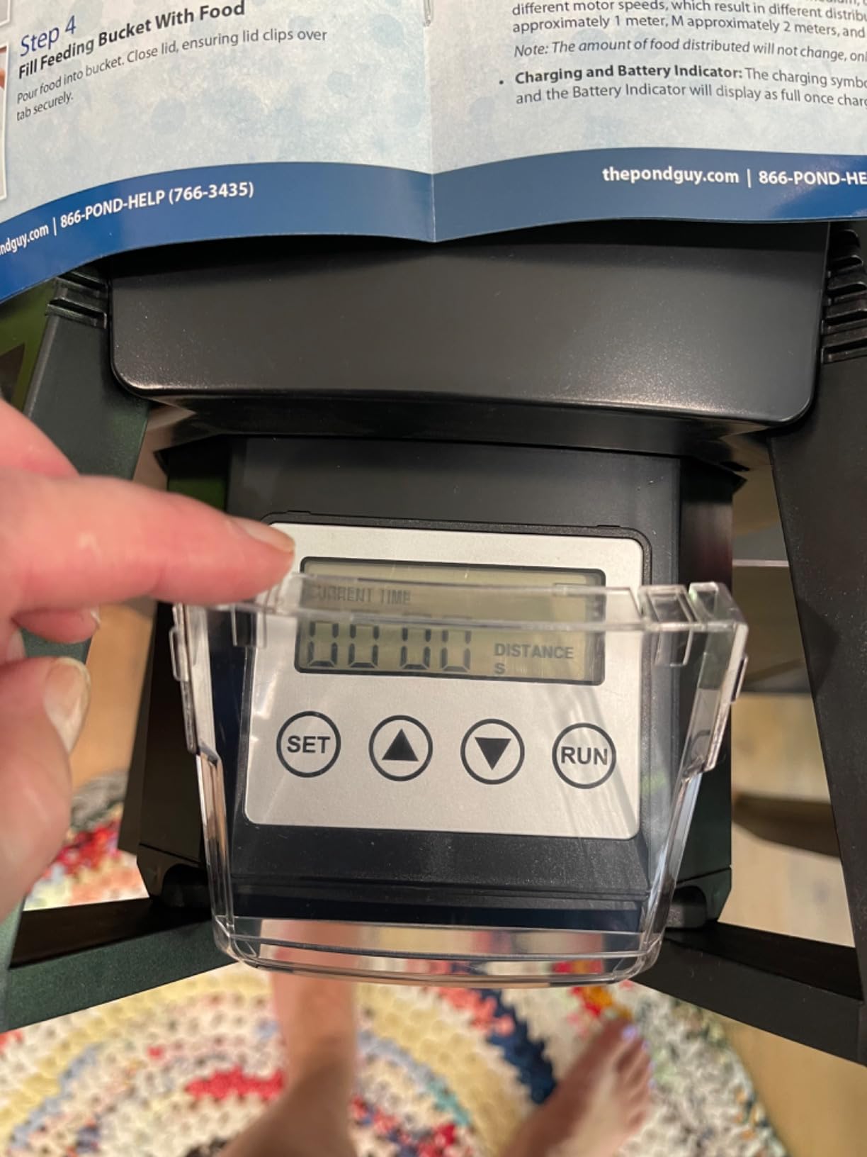 The Pond Guy KoiGrower Automatic Pond Fish Food Dispenser, Solar, Battery & AC Electric Power, Auto Timed Koi Pellet Feeder, 5 Gallon Feed Container customer photo 1