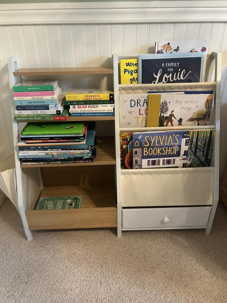 HAVLOTII Kids Bookshelf and Toy Storage - Book Shelf for Kids Rooms, Toddler Bookshelf Baby Bookcase for Nursery, Montessori Toy Organizer, White customer photo 1
