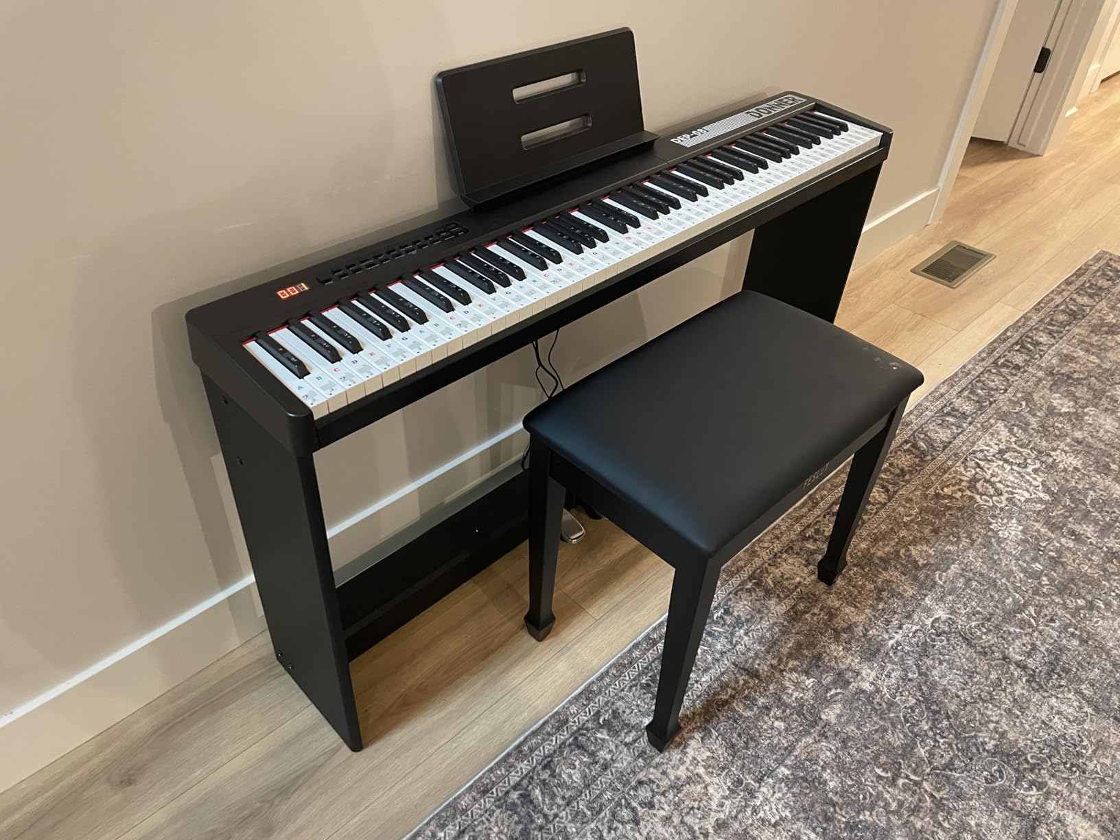 Donner DEP-08 Digital Piano Keyboard Velocity-Sensitive 88 Keys with Removable Piano Stand, Compact Beginner Home Electric Piano with Split Mode, LED Digital Tube for Display, and Triple Pedal DEP-08 customer photo 1
