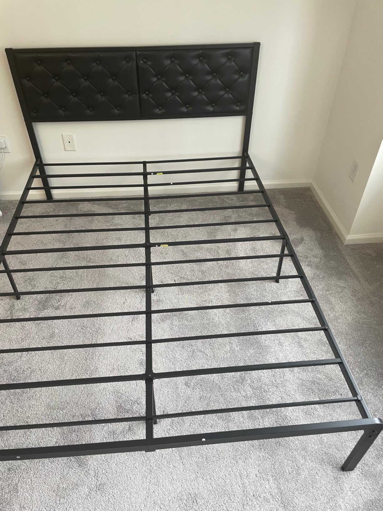 Fluest Queen Bed Frame with Headboard PU Leather Upholstered Bed Frame Platform, All Metal Slats Support Platform Bed Frame with Storage Space, Easy Assembly, Noise Free, No Box Spring Needed, Black customer photo 1