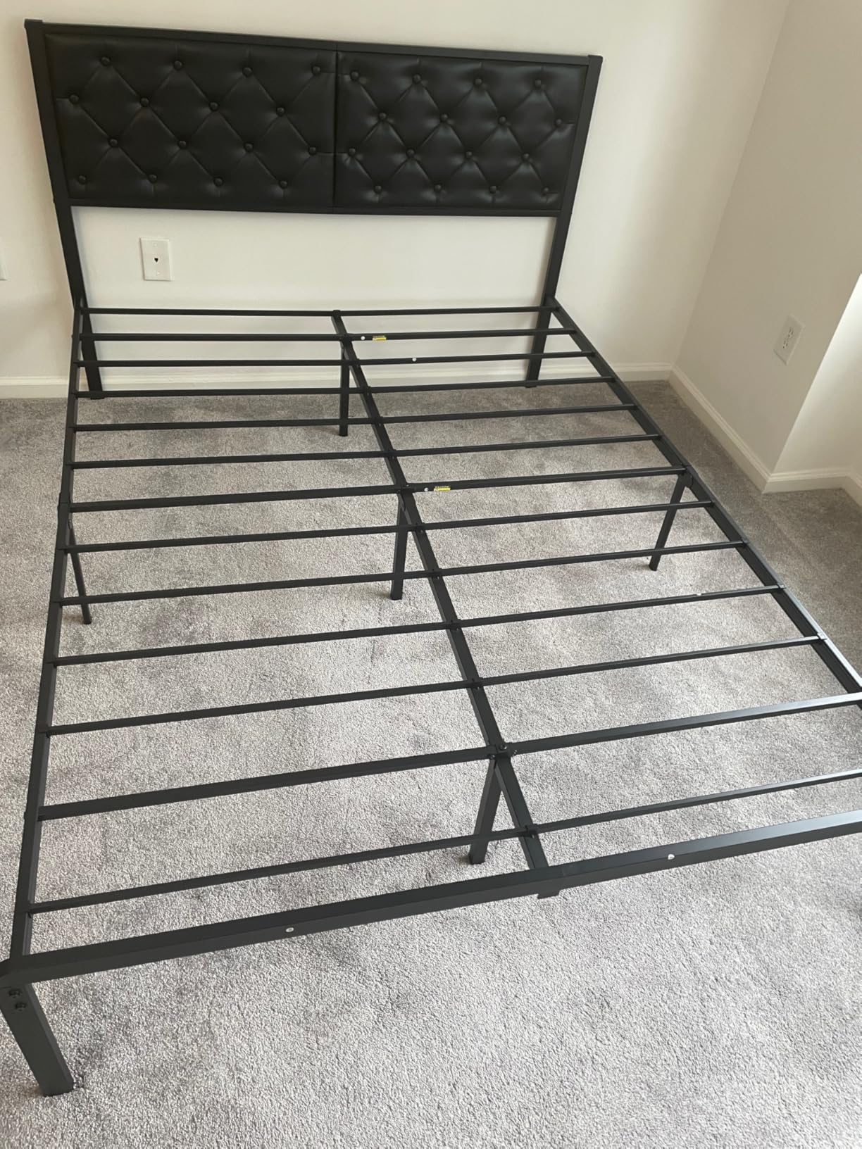 Fluest Queen Bed Frame with Headboard PU Leather Upholstered Bed Frame Platform, All Metal Slats Support Platform Bed Frame with Storage Space, Easy Assembly, Noise Free, No Box Spring Needed, Black customer photo 2