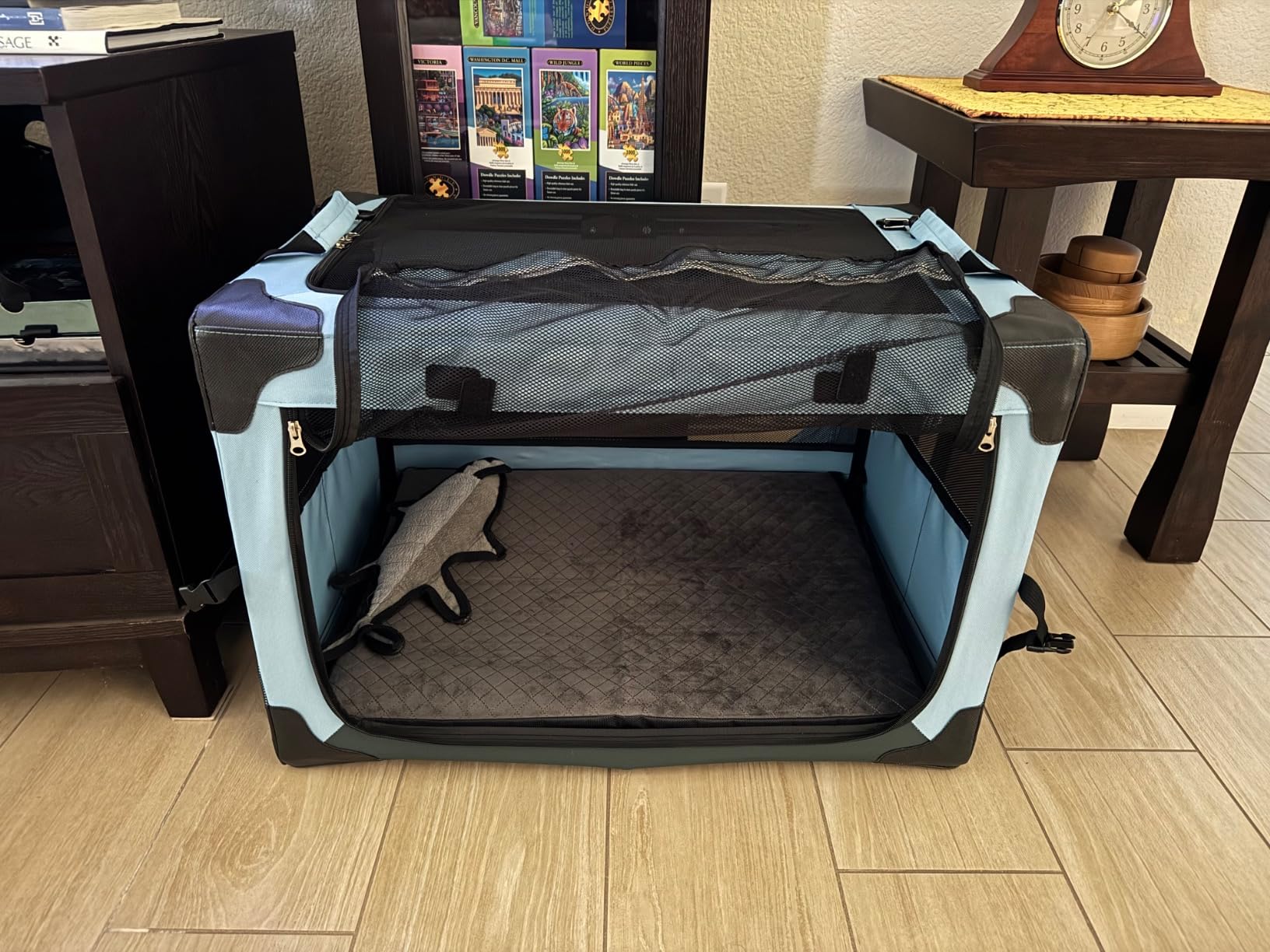 JOYTUTUS Collapsible Dog Crate, 26 Inch Portable Pet Crate for Car, Travel Dog Kennel Foldable Dog Crate for Medium Dog 44lbs, Soft Cat Carrier Fit for Indoor & Outdoor/Car Back Seat/Trunk customer photo 2