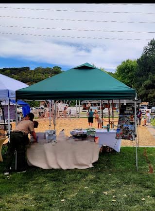 CROWN SHADES 10x10 Pop Up Canopy - Beach Tent with One Push Setup - Easy Outdoor Sun Shade Shelter for Events, Parties - Gazebo with STO-N-Go Cover Bag, Silver Coated Top, Grid Grey customer photo 2