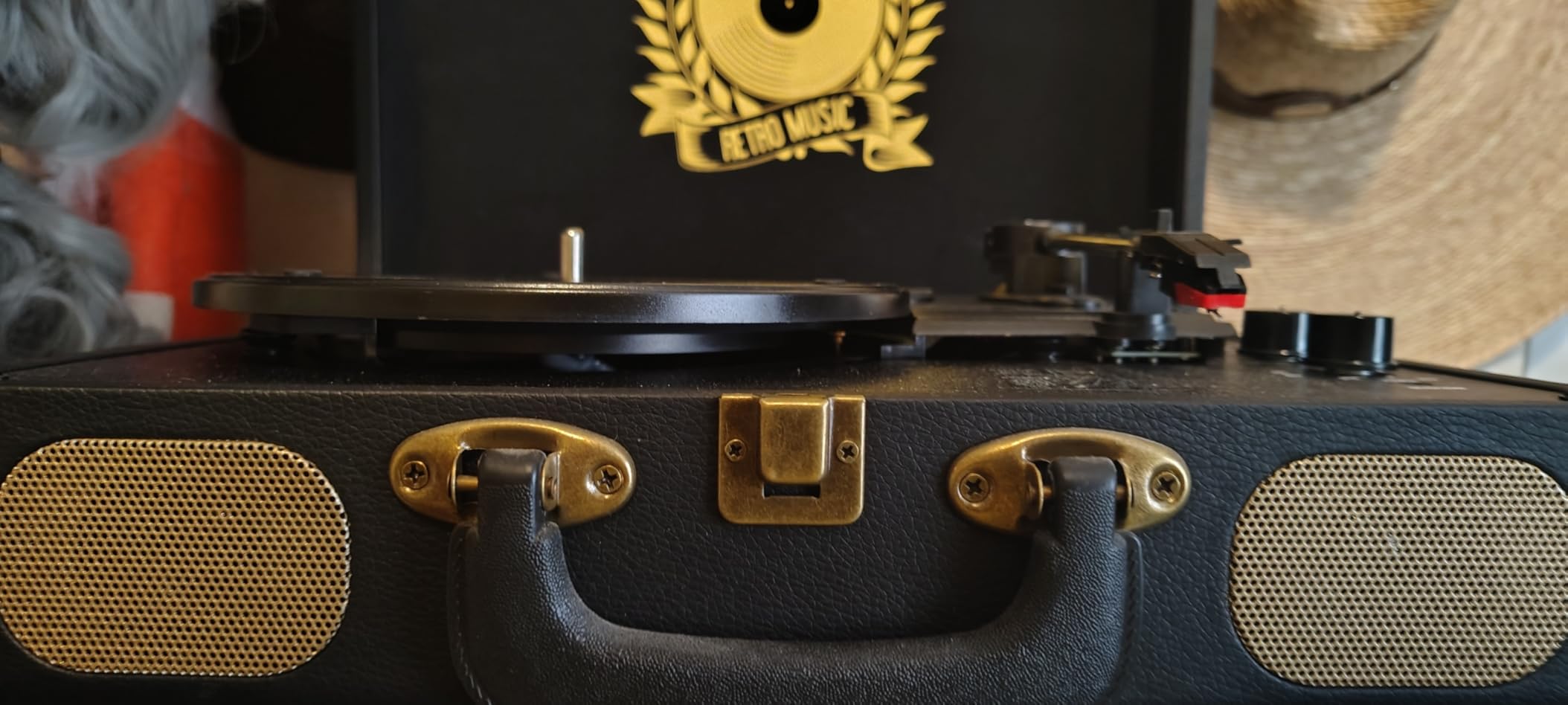 Vinyl Record Player Bluetooth Turntable 3-Speed Suitcase Portable Vintage Belt-Driven Record Player with Built-in Speakers RCA Line Out AUX in Headphone Jack LP Recording to Convert Records to MP3 customer photo 2