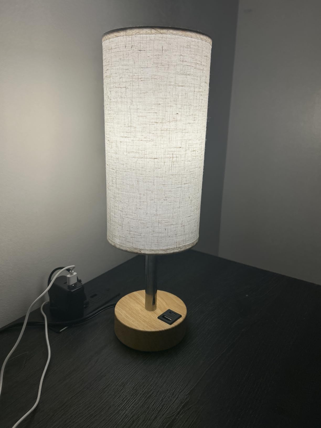 Dicoool Touch Bedside Table Lamp with USB - 3 Way Dimmable Wood Lamp for Bedroom Nightstand, Desk Lamp with Charging Station for Dorm, Living Room, Office, Kids Room, Small, 14in customer photo 2