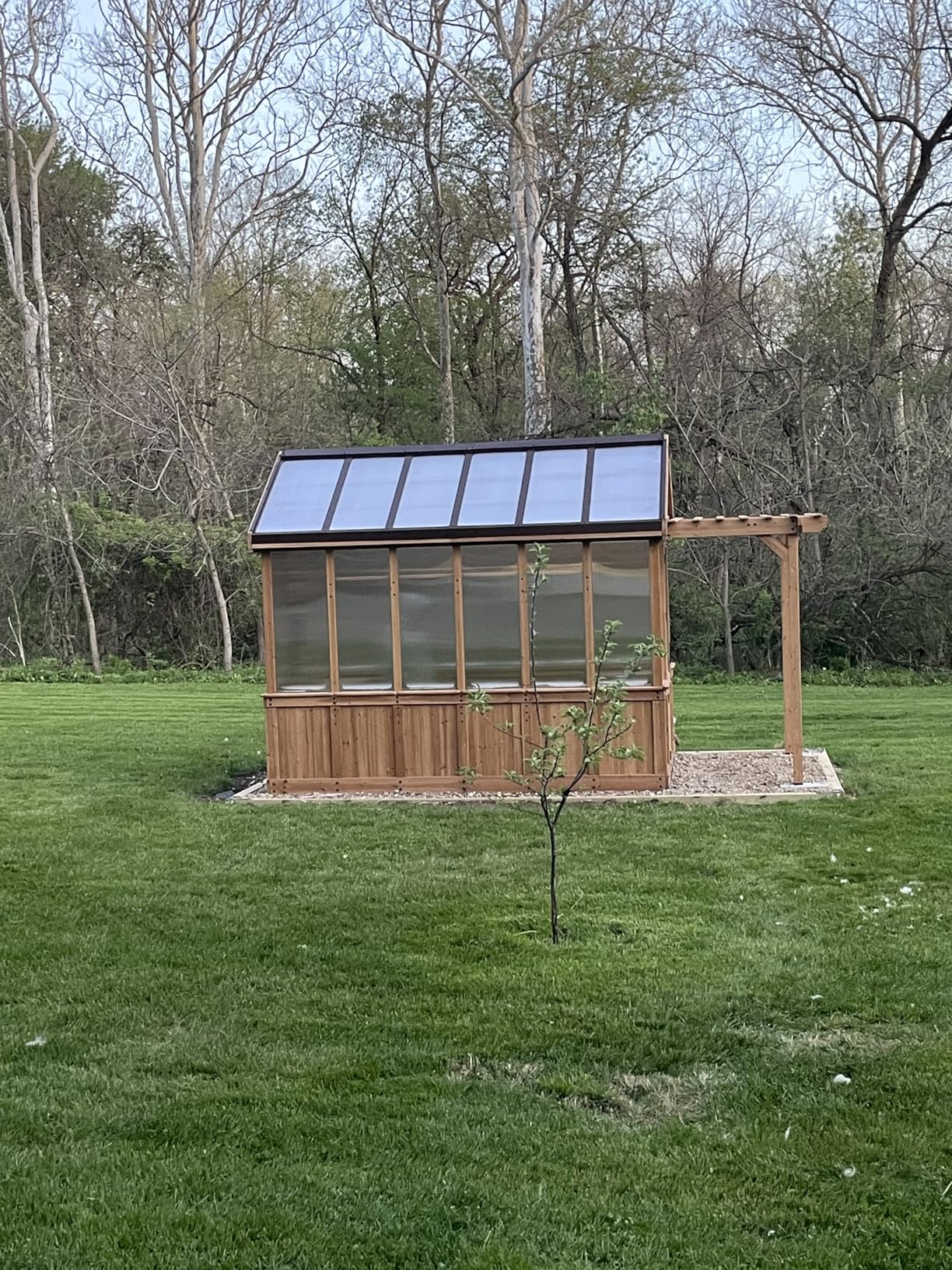 Backyard Discovery Bellerose XL 13' x 11' Cedar Wood and Polycarbonate Walk-in Greenhouse Kit with Pergola, Exhaust Fan, Windows, Hose Hook-Ups, PowerPort, Staging Shelves for Outdoor Gardening customer photo 2