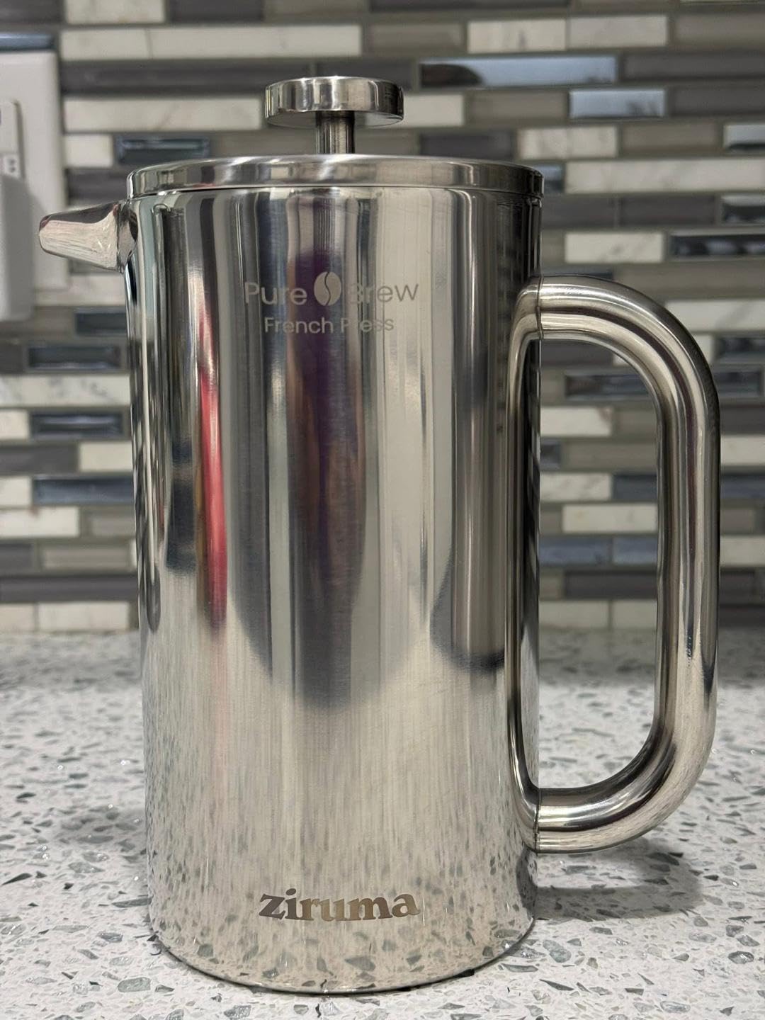 Ziruma Non-Toxic French Press, Surgical Stainless Steel Coffee Press, Plastic-Free, Heavy Metal-Free, No Endocrine Disruptors, 34 Oz, Double Wall, 4-Layer Filter, Portable Coffee Maker customer photo 1