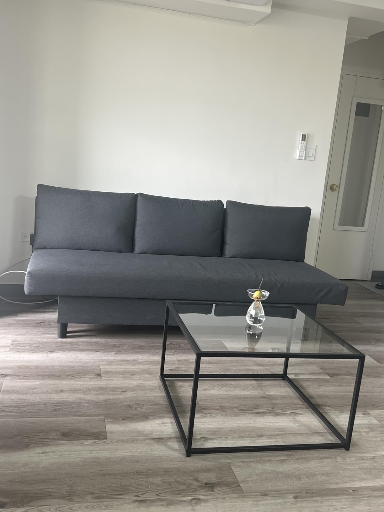 Glass Coffee Table Modern Center Table, Minimalist Coffee Table Sofa Side Tea Table for Living Room, Tempered Glass-top with Sturdy Metal Frame, Easy Assembly, 26.4 x 26.4 x 15.7 Inches, Black customer photo 2