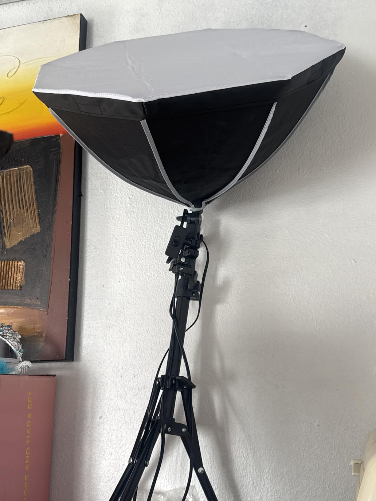 EZLucky 20'' Octagonal Softbox Lighting Kit, Podcast Lighting Kit with Dimmable 85W LED Bulb (3000K-6500K), 25-60'' Adjustable Tripod & Remote for Video Recording, YouTube, Portrait Photography customer photo 1
