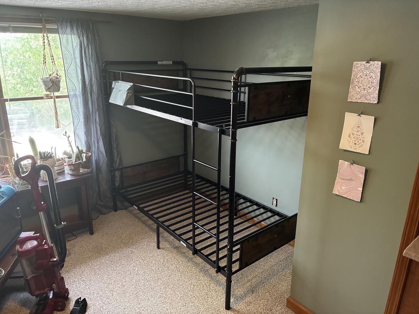 Jocoevol Metal Bunk Bed Twin Over Twin, Industrial Bunkbeds Heavy Duty Bed with Safety Guard Rails, Space-Saving Design, Vintage Brown customer photo 2