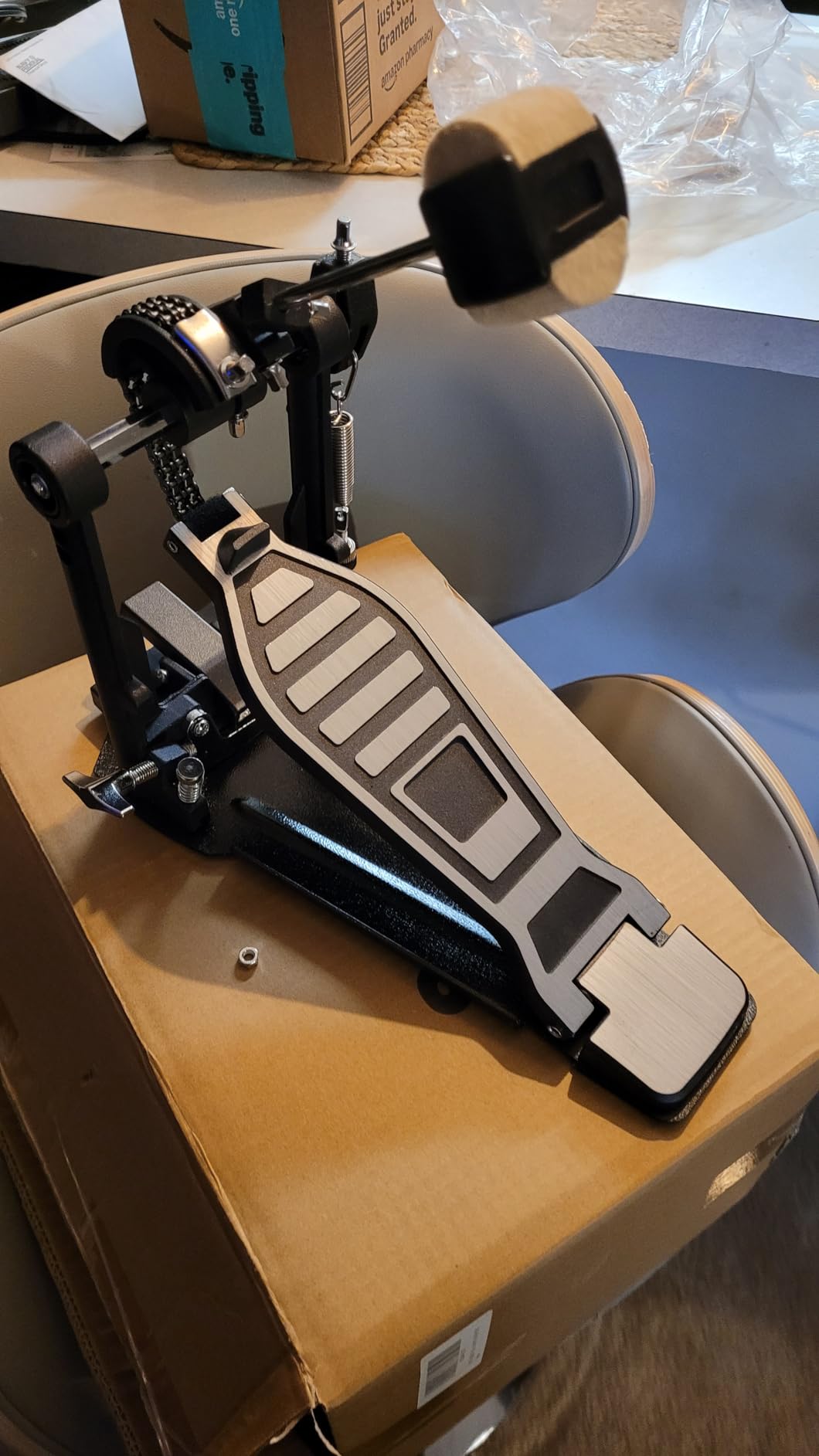Double Kick Bass Drum Pedal, Heavy-Duty Double Kick Pedal with Twin Chain Drive Percussion Hardware & 4-Sided Beater Heads | Electric Drum Set Double Bass Pedal for Pro Drummers (Double Pedal) customer photo 2