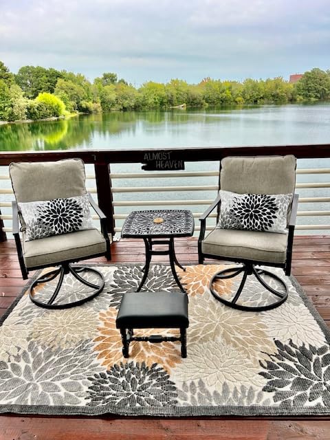 Grand patio 9-Piece Patio Dining Set for 8, E-Coated Outdoor Dining Set Swivel Patio Dining Chairs with Olefin Cushions & 1 Extendable Rectangular Table for 6-8 Person customer photo 2