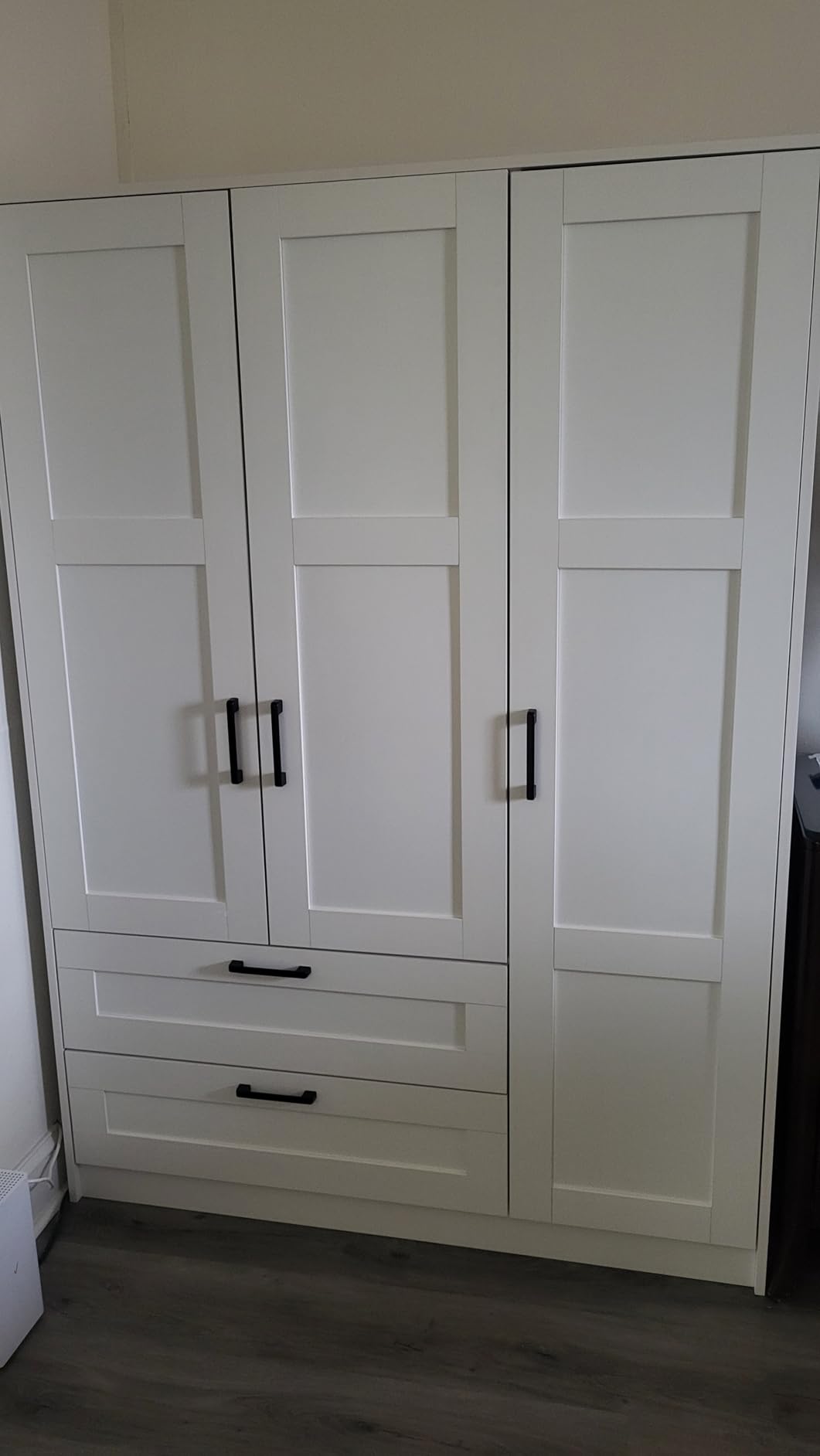 Fenghua Lizhi 3 Doors Wooden Wardrobe Closet Armoire, White Storage Cabinet for Hanging Clothes, Bedroom Large Capacity Freestanding Armoire, Wood Wardrobe Combination with Shelves customer photo 1