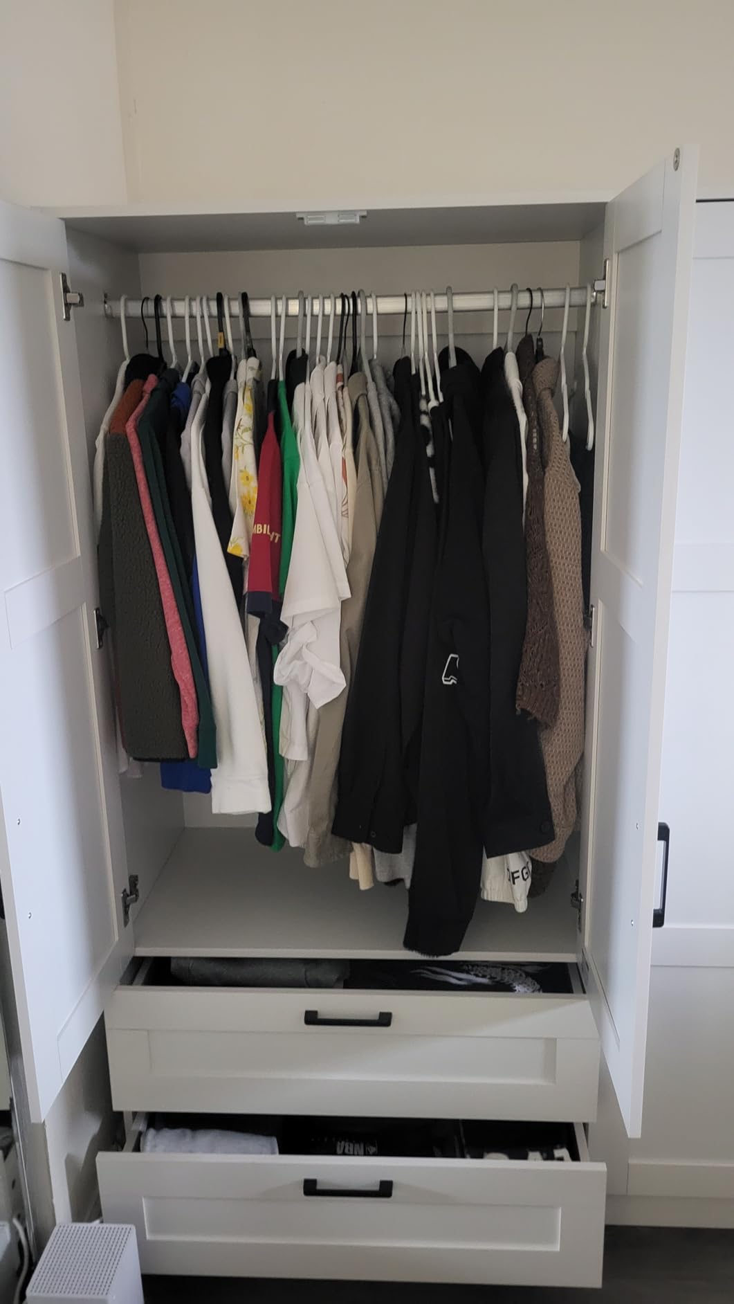 Fenghua Lizhi 3 Doors Wooden Wardrobe Closet Armoire, White Storage Cabinet for Hanging Clothes, Bedroom Large Capacity Freestanding Armoire, Wood Wardrobe Combination with Shelves customer photo 2