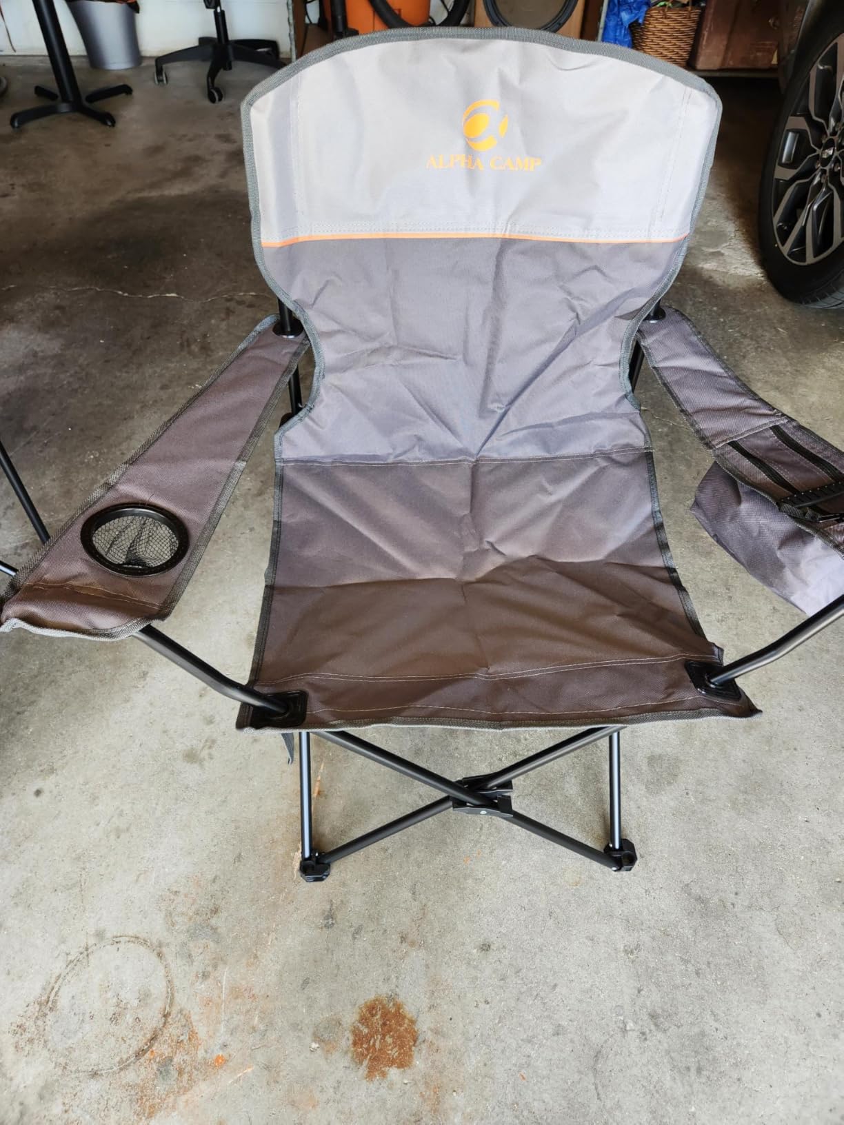 ALPHA CAMP Camping Chairs 350LBS Capacity, Heavy Duty Folding Chair with 4-Can Cooler Bag, Portable Outdoor Chair with Cup Holder for Adults, Collapsible for Tailgating, Beach, Fishing customer photo 2