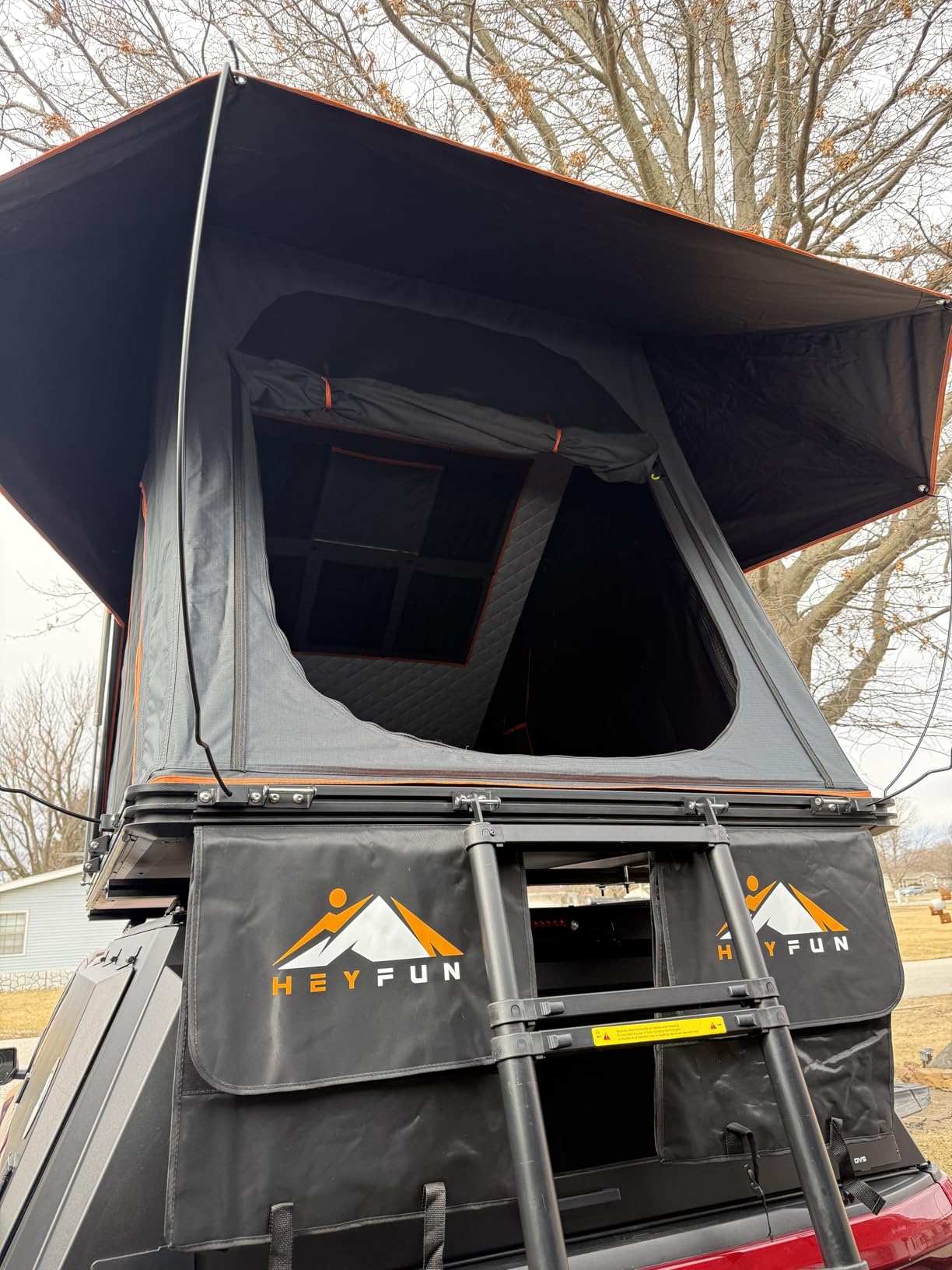 Adventurer Pro Rooftop Tent Hard Shell with USB Outlet, Side Awning, Replaceable Rain Fly&Luggage Racks for 4 Season Camping, Aluminum Pop Up 2-3 Person Roof Top Tent for Truck Jeep SUV Van Trailer customer photo 1