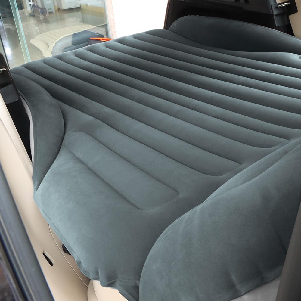 Ciremiv SUV Air Mattress, Double-Sided Thick Flocked Car Air Mattress with Built-in Pump & Pillow, Complete Sleeping Accessories for Auto Camping & Road Trips (Green+Charcoal) customer photo 2