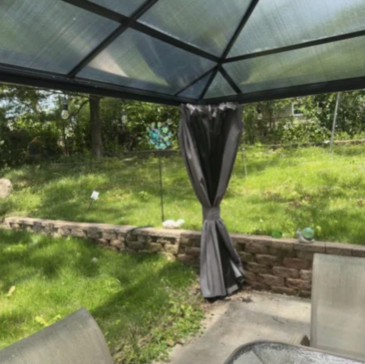 Aoxun 12'x10' Hardtop Gazebo, Aluminum Frame Permanent Pavilion with Curtains and Netting, Outdoor Polycarbonate Double Roof Canopy, Designed for Garden, Lawns, Patio, Brown customer photo 2
