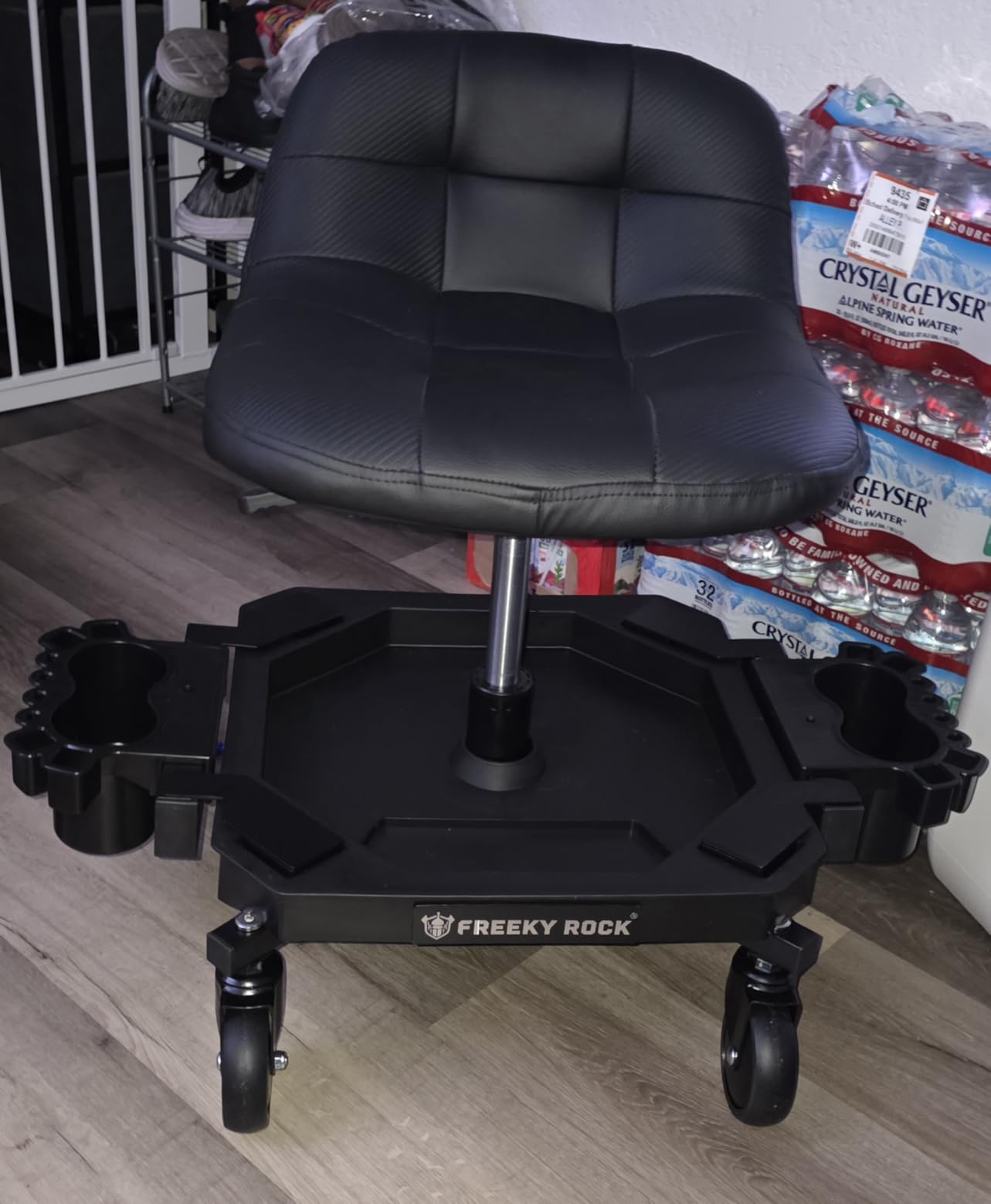 Rolling Stool with Wheels, Adjustable Height Pneumatic Garage Work Mechanic Stool Seat with Backrest, 400 LBS customer photo 1