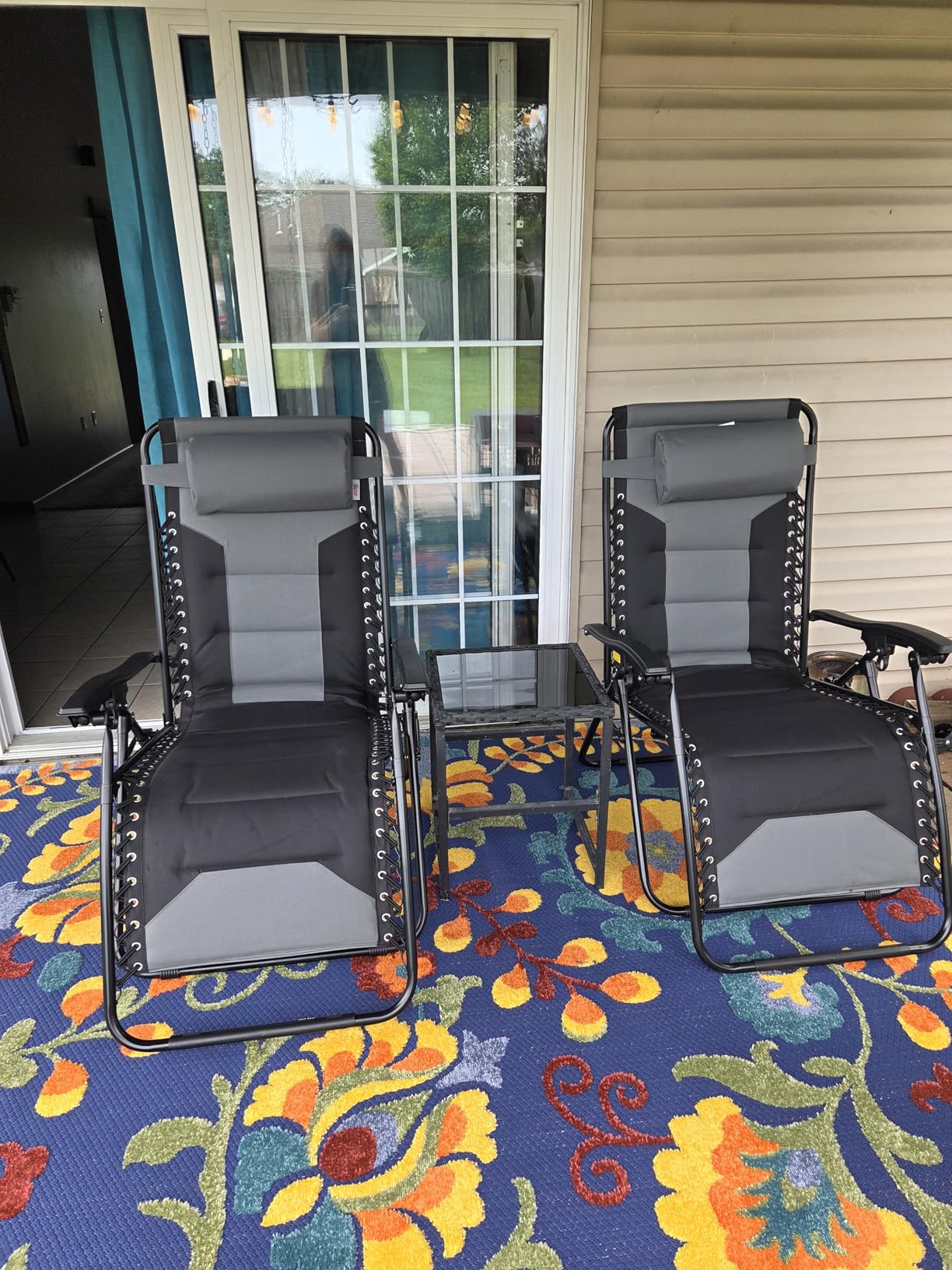 MFSTUDIO Padded Zero Gravity Chair Set of 2, Folding Patio Lounge Recliner with Adjustable Pillows & Cup Holder, 400lbs Support customer photo 2