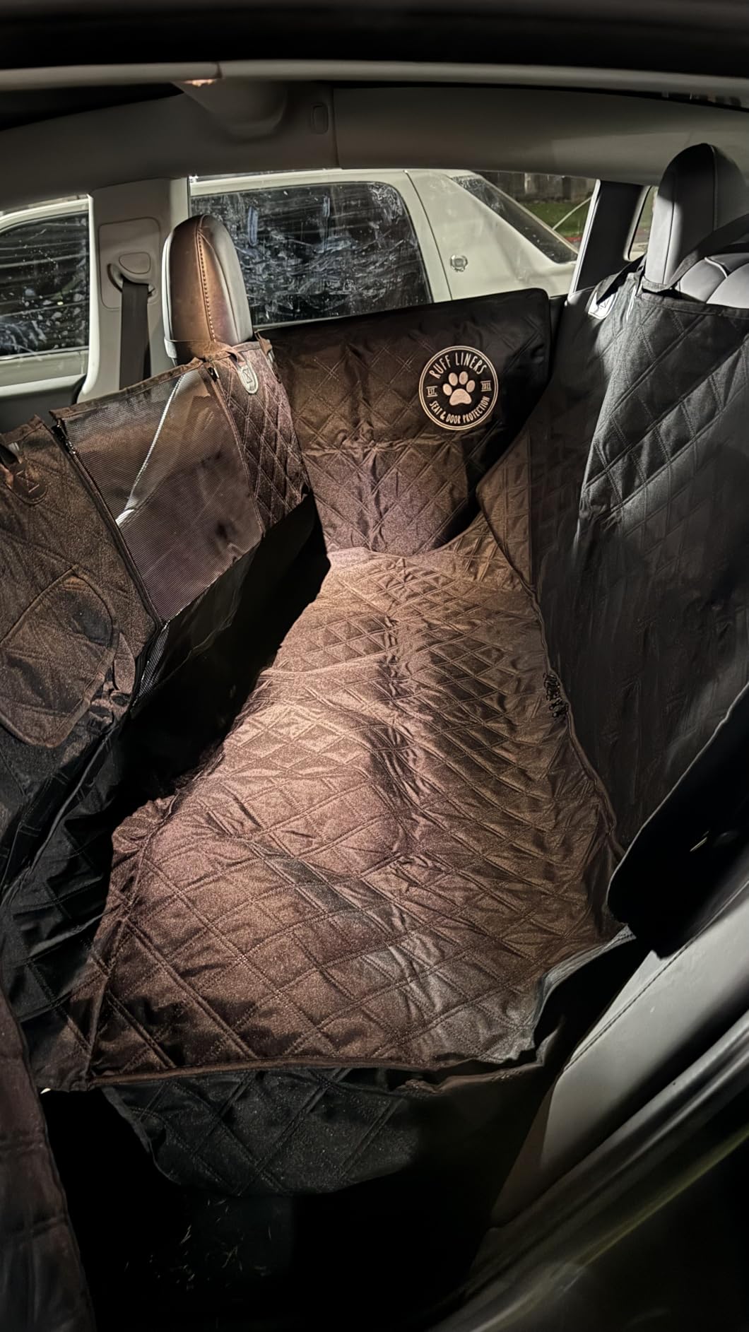 Ruff Liners Dog Hammock for Car, Black - As Seen on Shark Tank - Back Seat Protector for Cars, Mid-Size SUVs, & Mid-Size Trucks - Waterproof, Touch Fasteners, & Belt Slots - Heavy Duty Dog Seat Cover customer photo 1