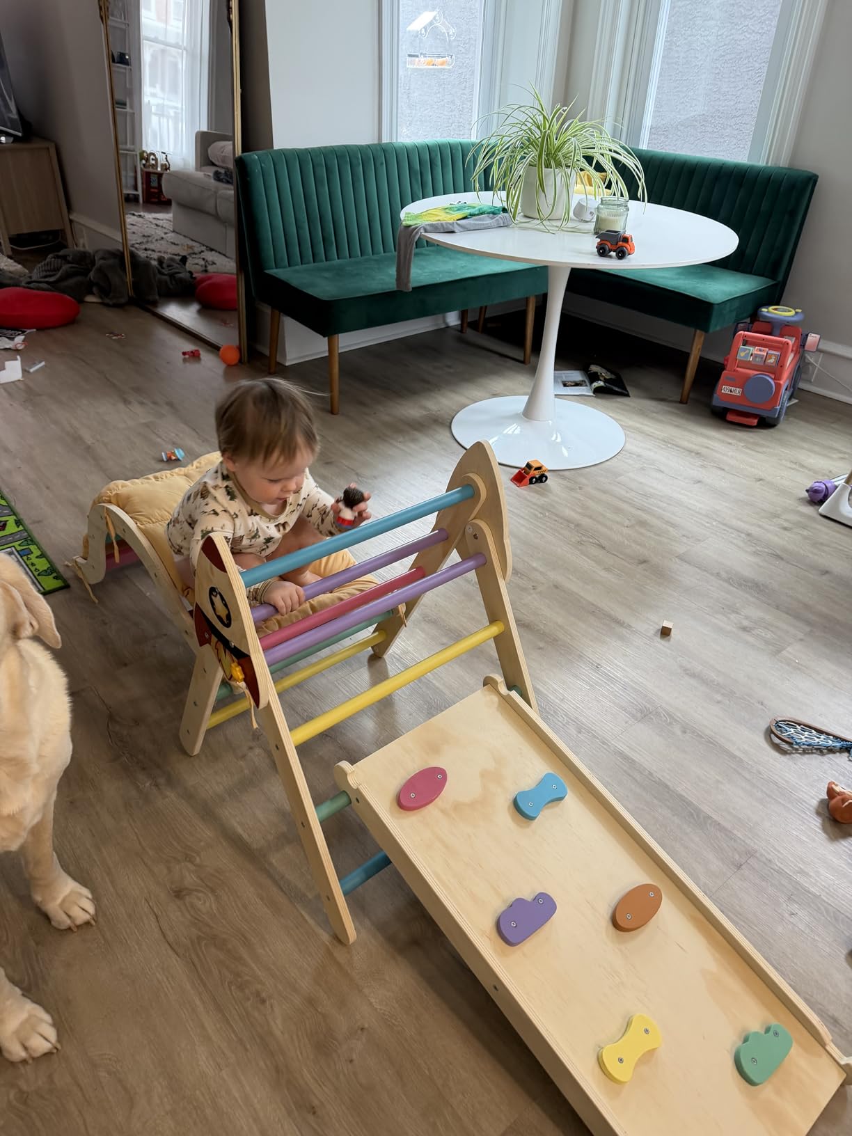 Pikler Triangle Set with Cushion, 9-in-1 Kids Climbing Toys for Toddlers 1-3 Inside, Montessori Toddler Climbing Toys Indoor, Large Wooden Pikler Triangle Climbing Set Baby Playground for Children customer photo 1