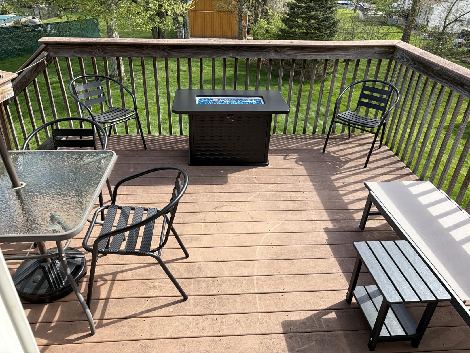 Ciays 43-Inch Rectangular Propane Fire Pit with 60,000 BTU Output, Fire Pit Table Premium Gas for Outside Patio with 304 Stainless Steel H-Burner, Glass Stones, and Wind Guard,Black customer photo 2