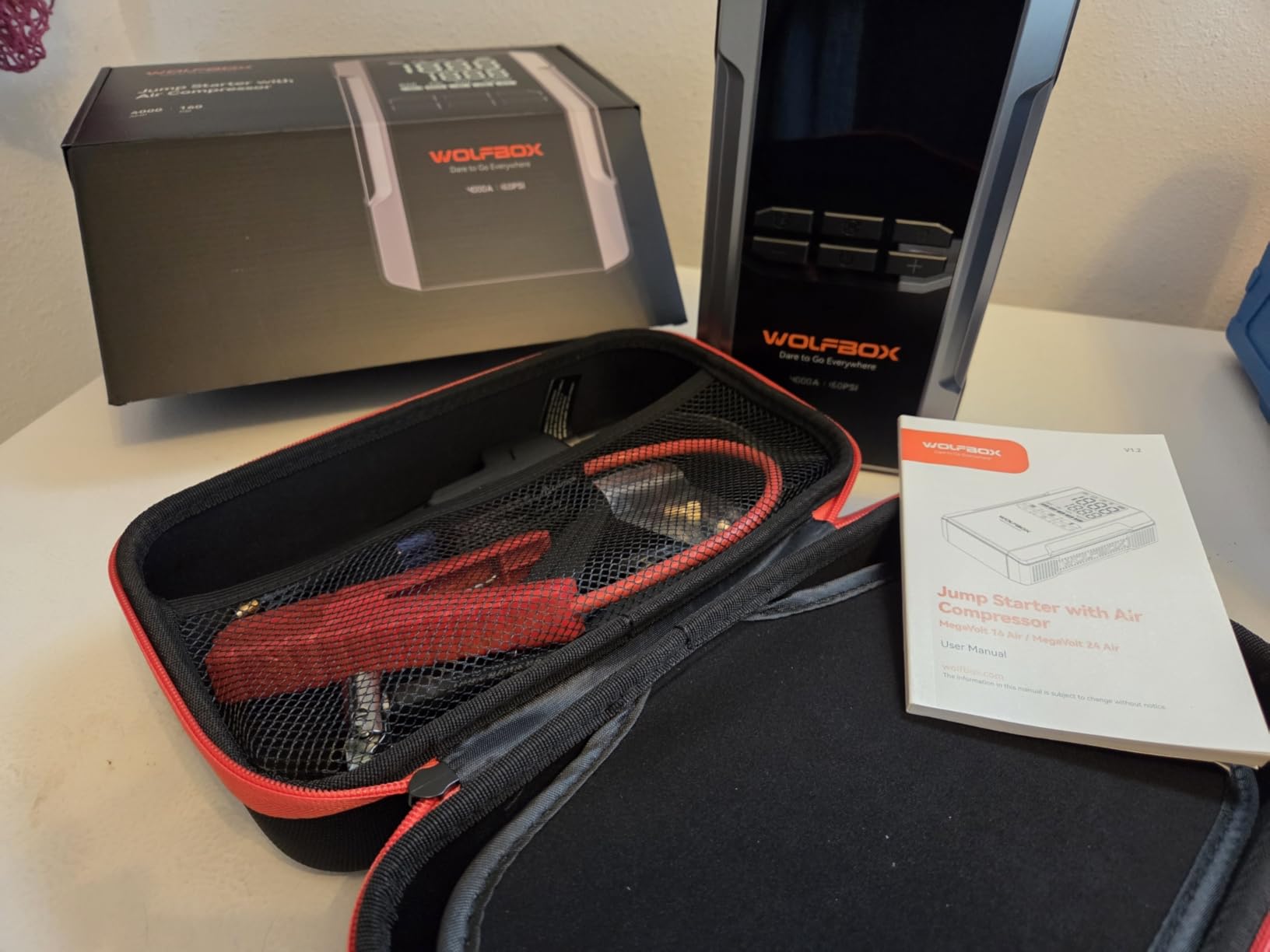 WOLFBOX 4000A Jump Starter with 160PSI Air Compressor, 12V Car Battery Booster, 88.8Wh Portable Jump Box (10.0 Gas/10.0L Diesel) with 65W Fast Charging customer photo 1