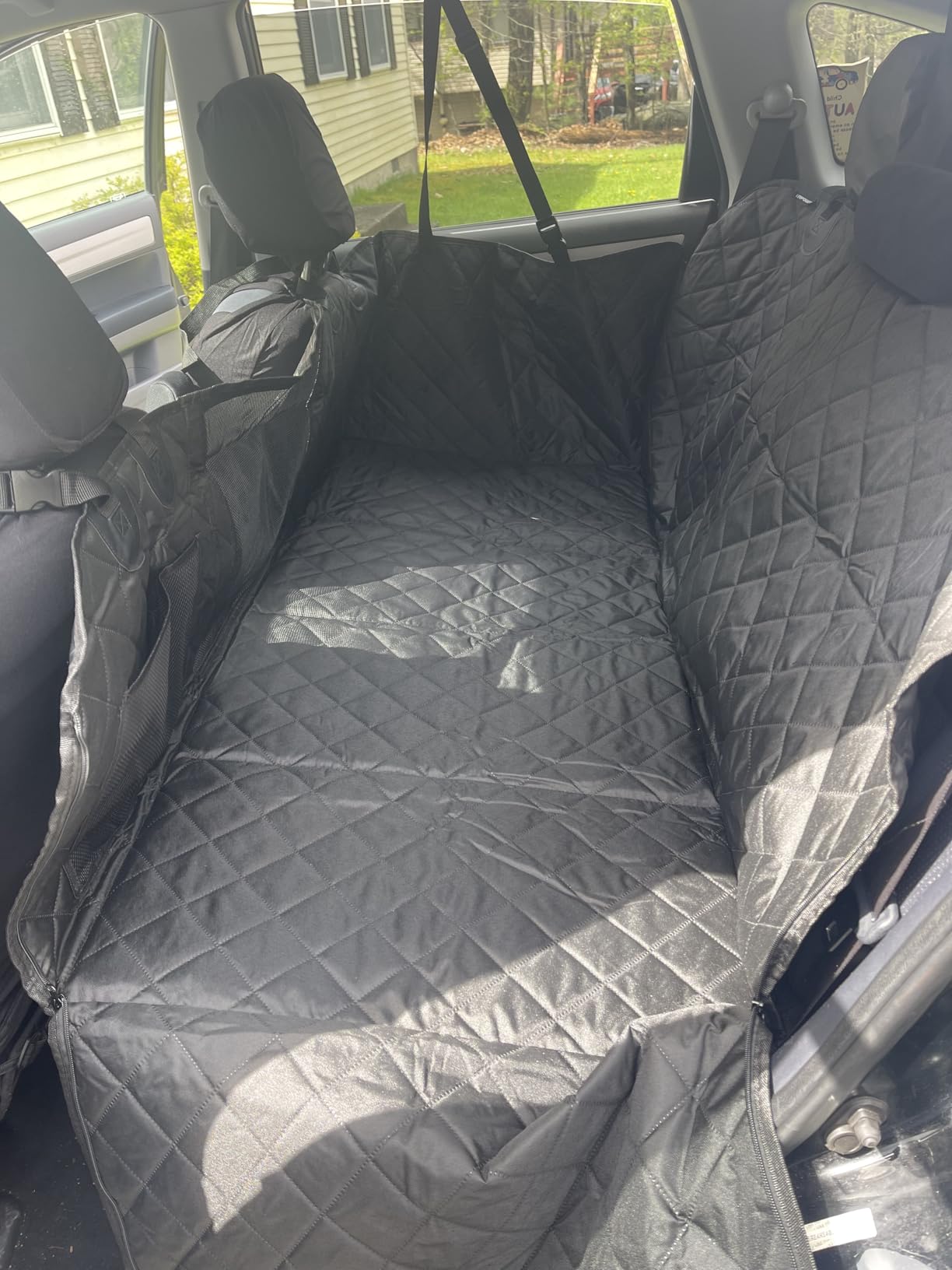 URPOWER Backseat Extender for Dogs - Hard Bottom Dog Car Seat Cover for Back Seat, Dog Hammock for Car and SUV, Pet Rear Seat Protector Dogs Travel Bed with Mesh Window customer photo 2