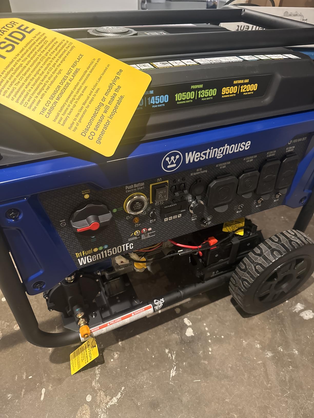 Westinghouse Outdoor Power Equipment 14500 Peak Watt Dual Fuel Home Backup Portable Generator, Remote Electric Start, Transfer Switch Ready, Gas and Propane Powered customer photo 1