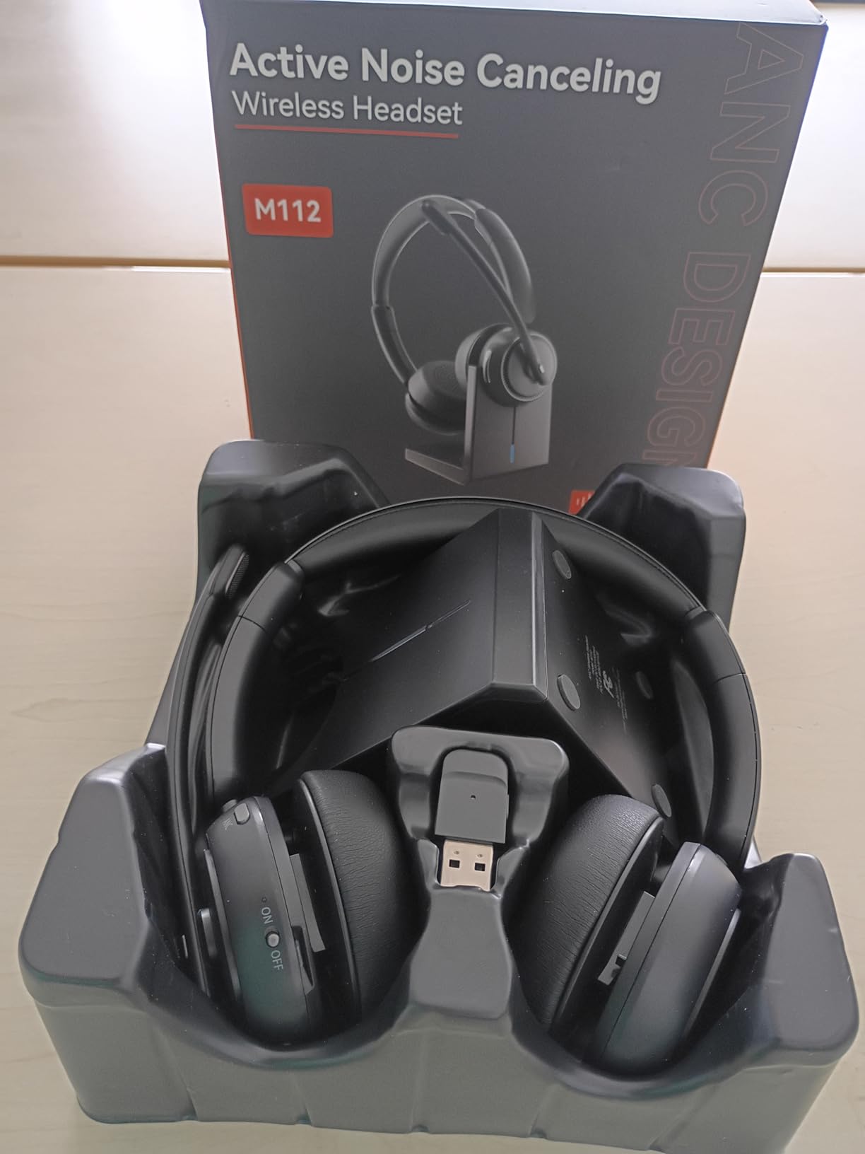 Upgrade ANC & ENC Headset with Microphone for PC, Wireless Headset with Mic for Work(Flip-to-Mute & USB Dongle), Bluetooth 5.4 Noise Cancelling Headphones with Mic for Call Center/Home/Computer/Phones customer photo 1