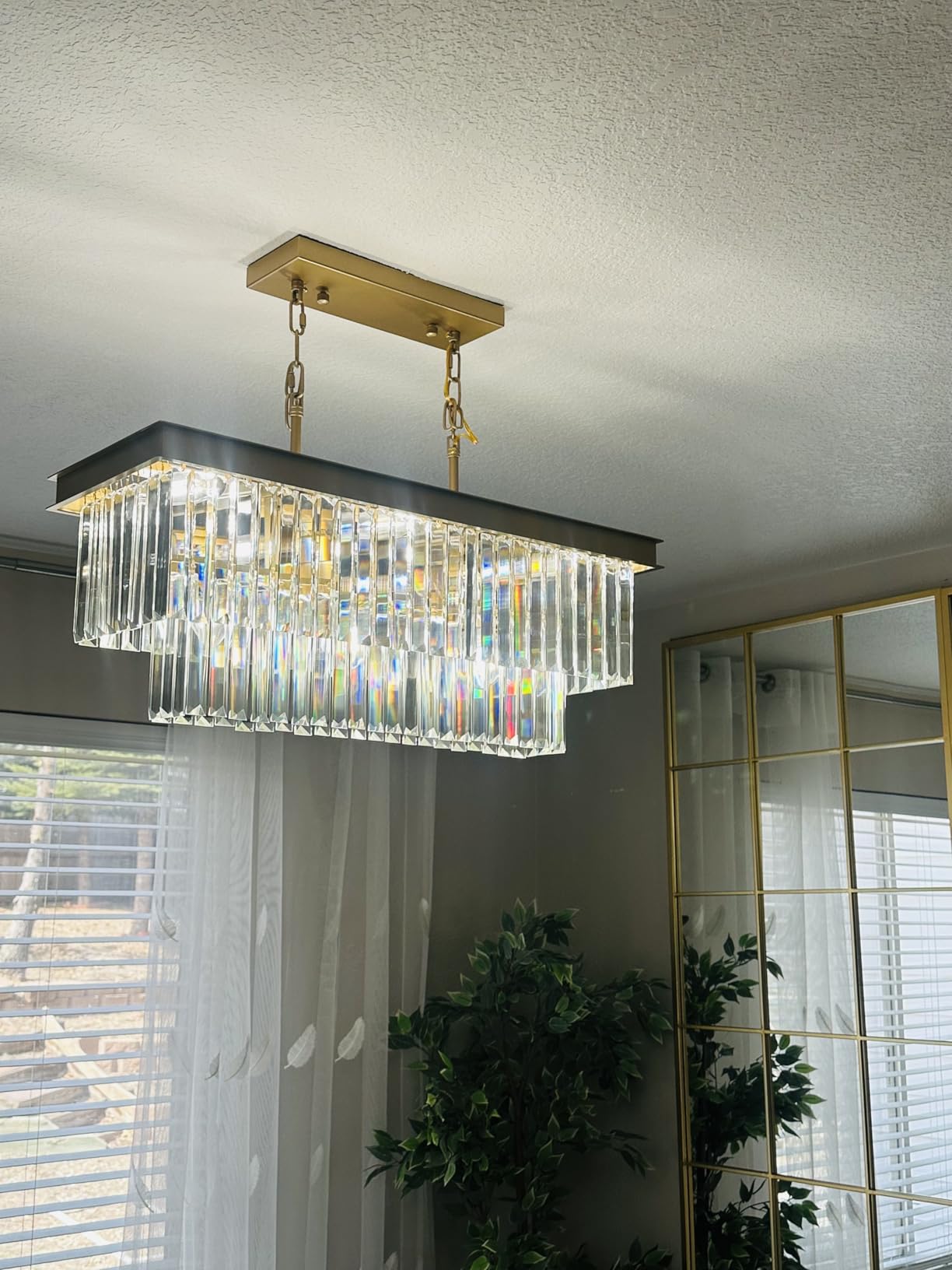 Weesalife Crystal Chandeliers for Dining Room Light Fixtures Over Table, 18-Lights Black Modern Rectangle Chandeliers for Kitchen Island Bar L46 Inch customer photo 2